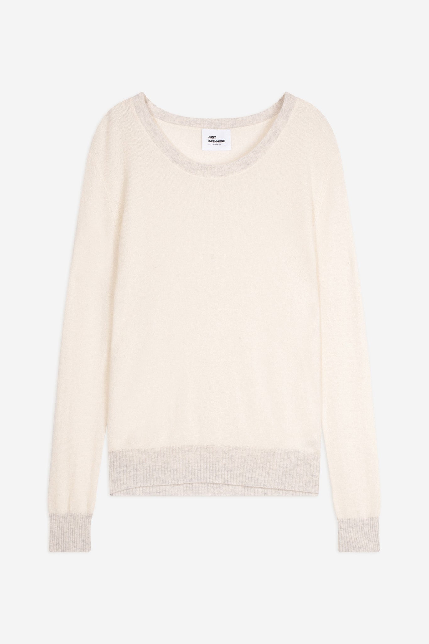 floréa pull col bateau bi-color gris perle chiné/ivoire