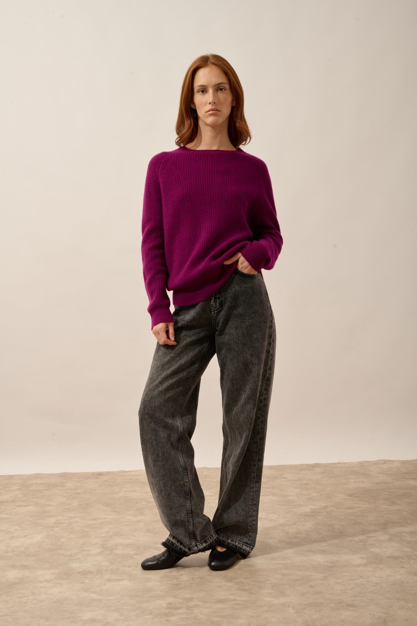 FRIO pull col rond 4 fils prune