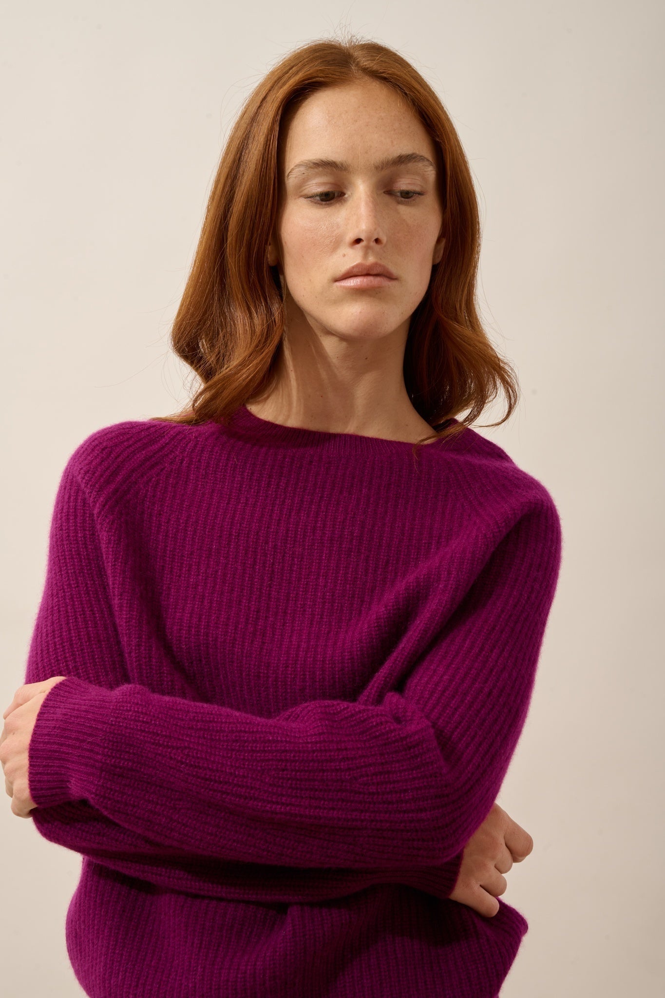 FRIO pull col rond 4 fils prune