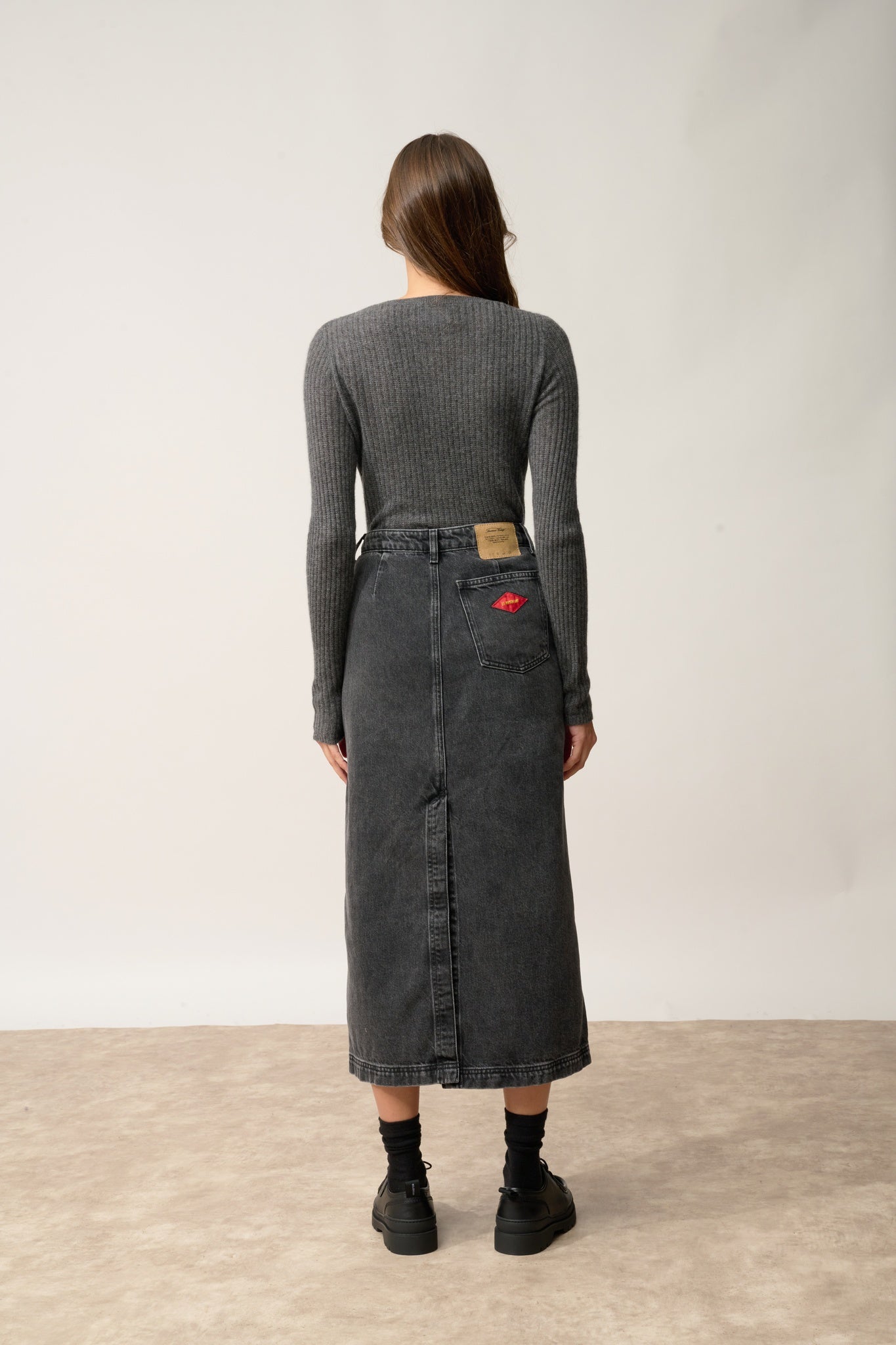 FUNI round neck bodysuit in heathered anthracite