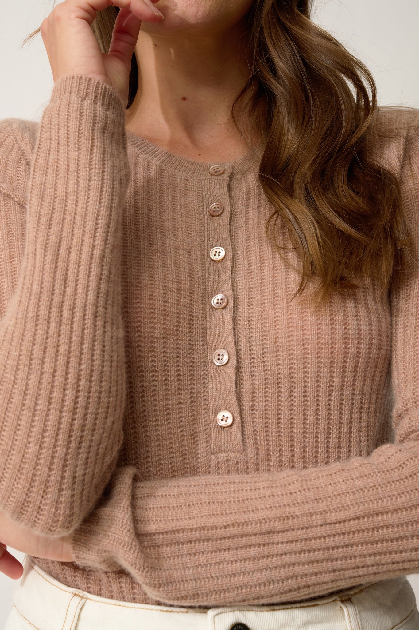 FUNI body col rond camel chiné