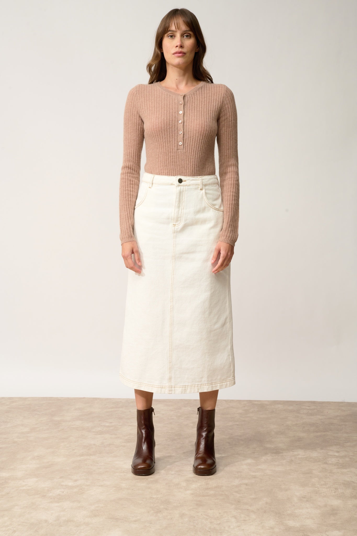 FUNI body col rond camel chiné