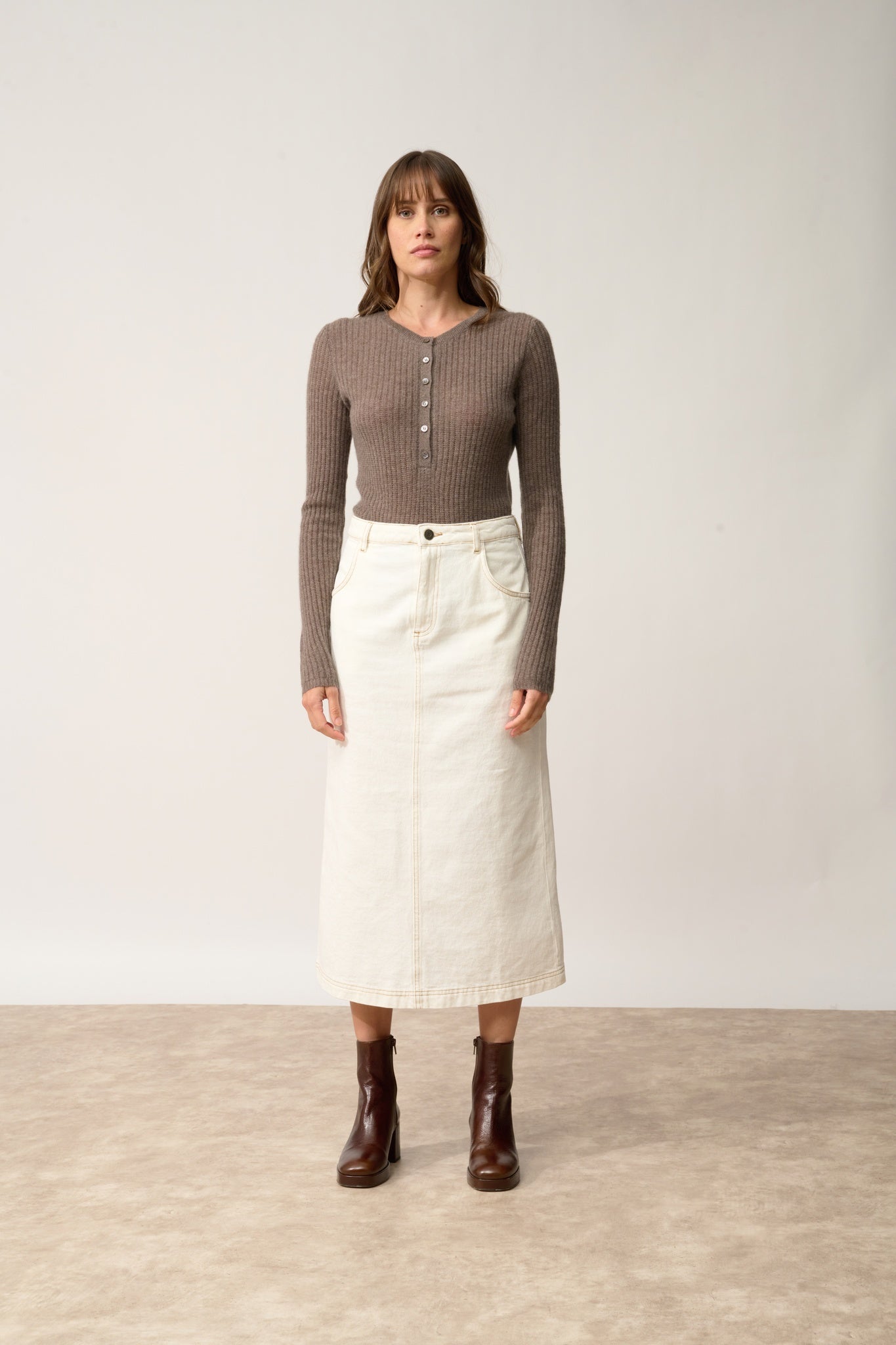 FUNI body col rond taupe chiné