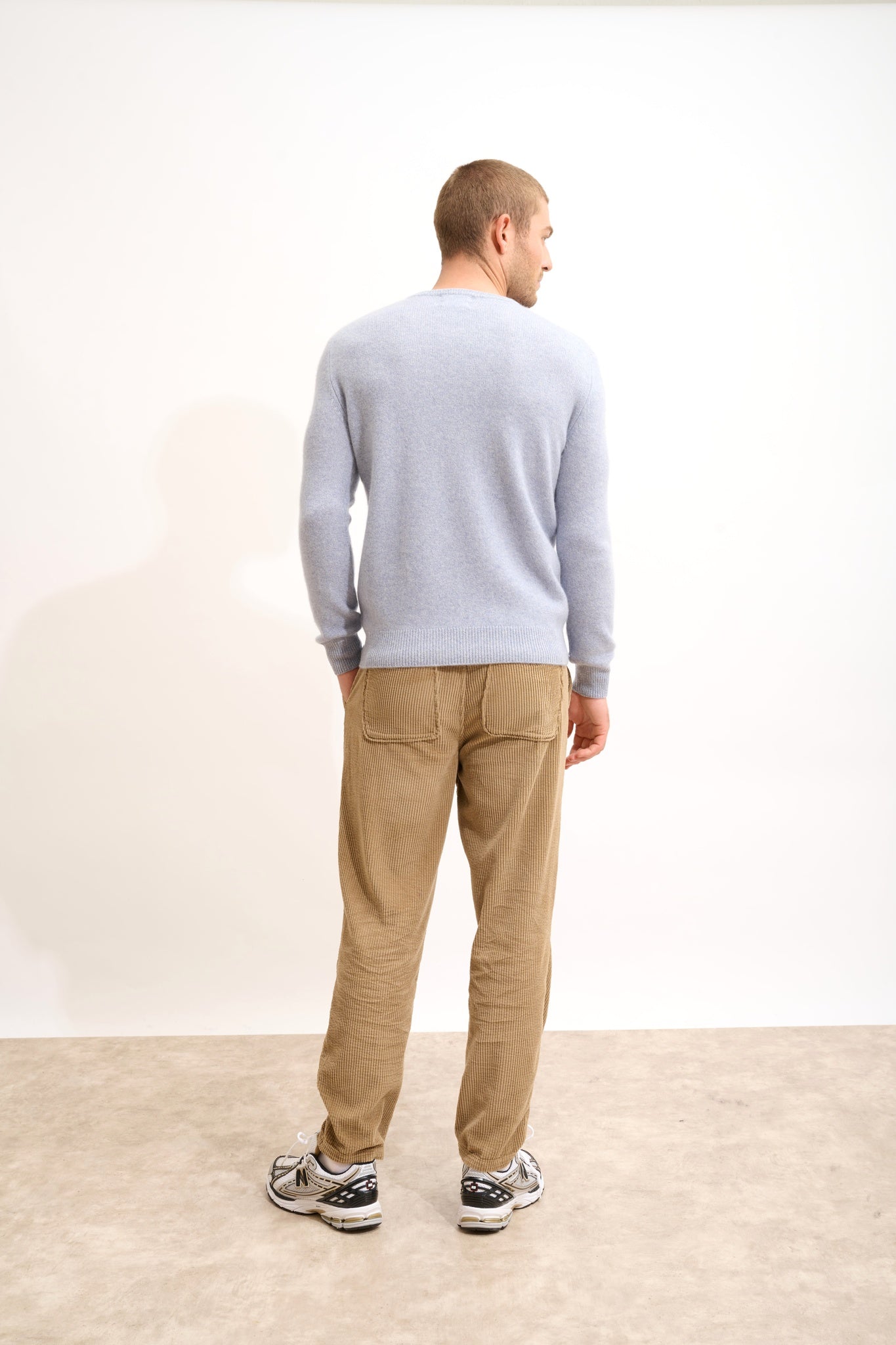 GABIN pull col rond 4 fils bleu ivoire