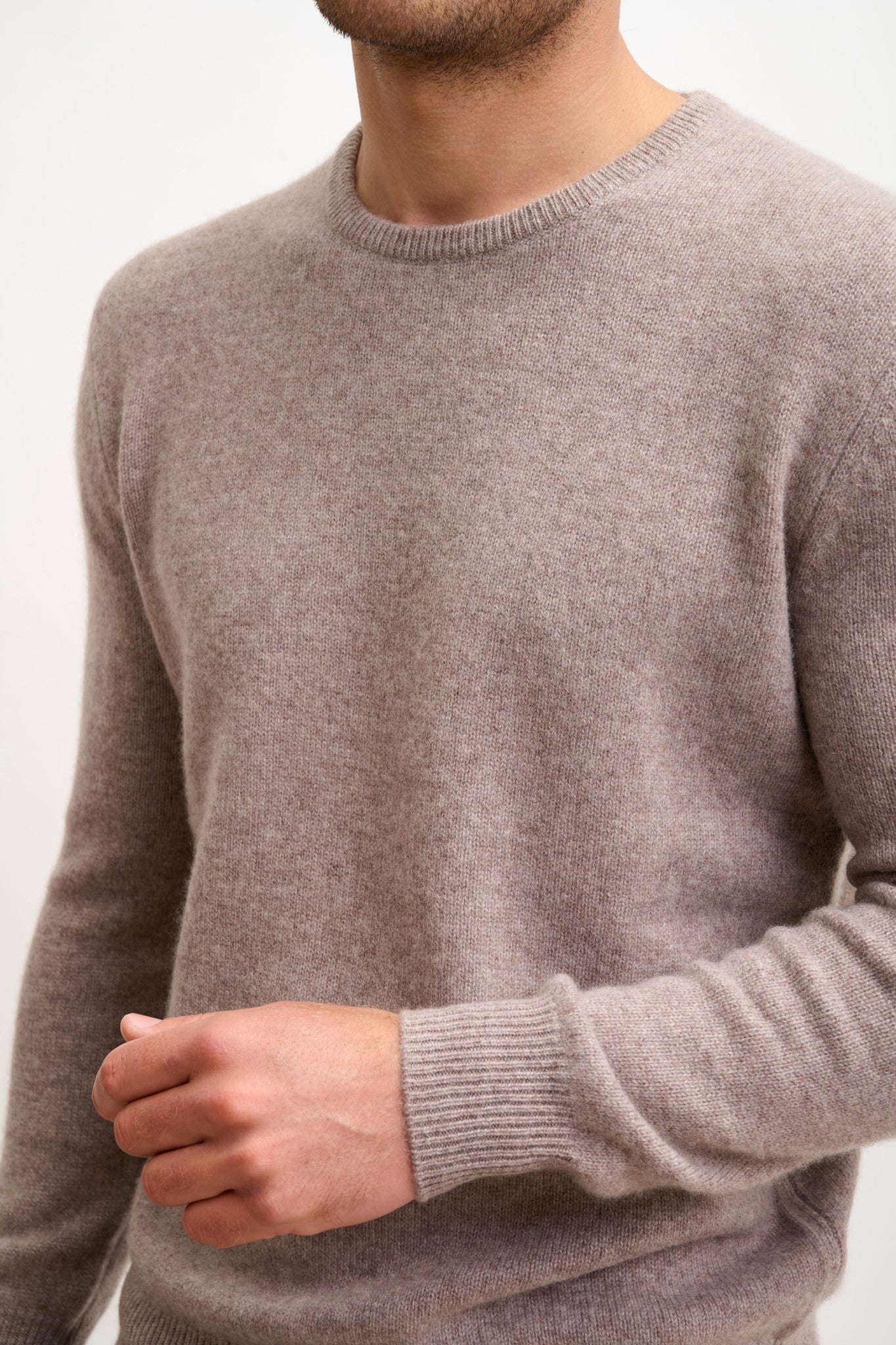 gabin pull col rond 4 fils caribou chiné 100% cachemire