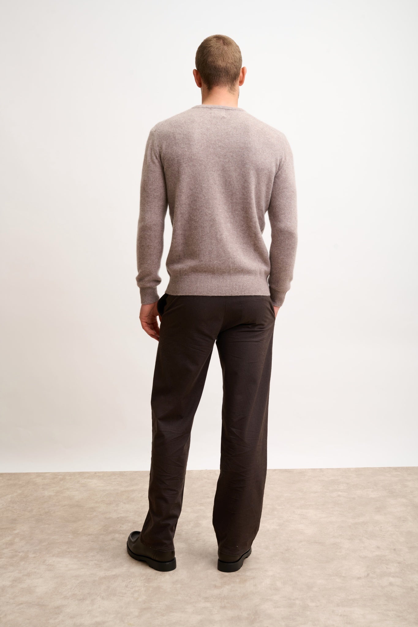 GABIN pull col rond 4 fils caribou chiné