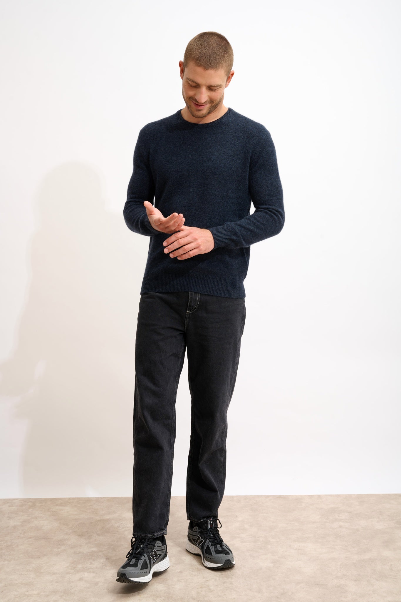 GABIN pull col rond 4 fils caviar