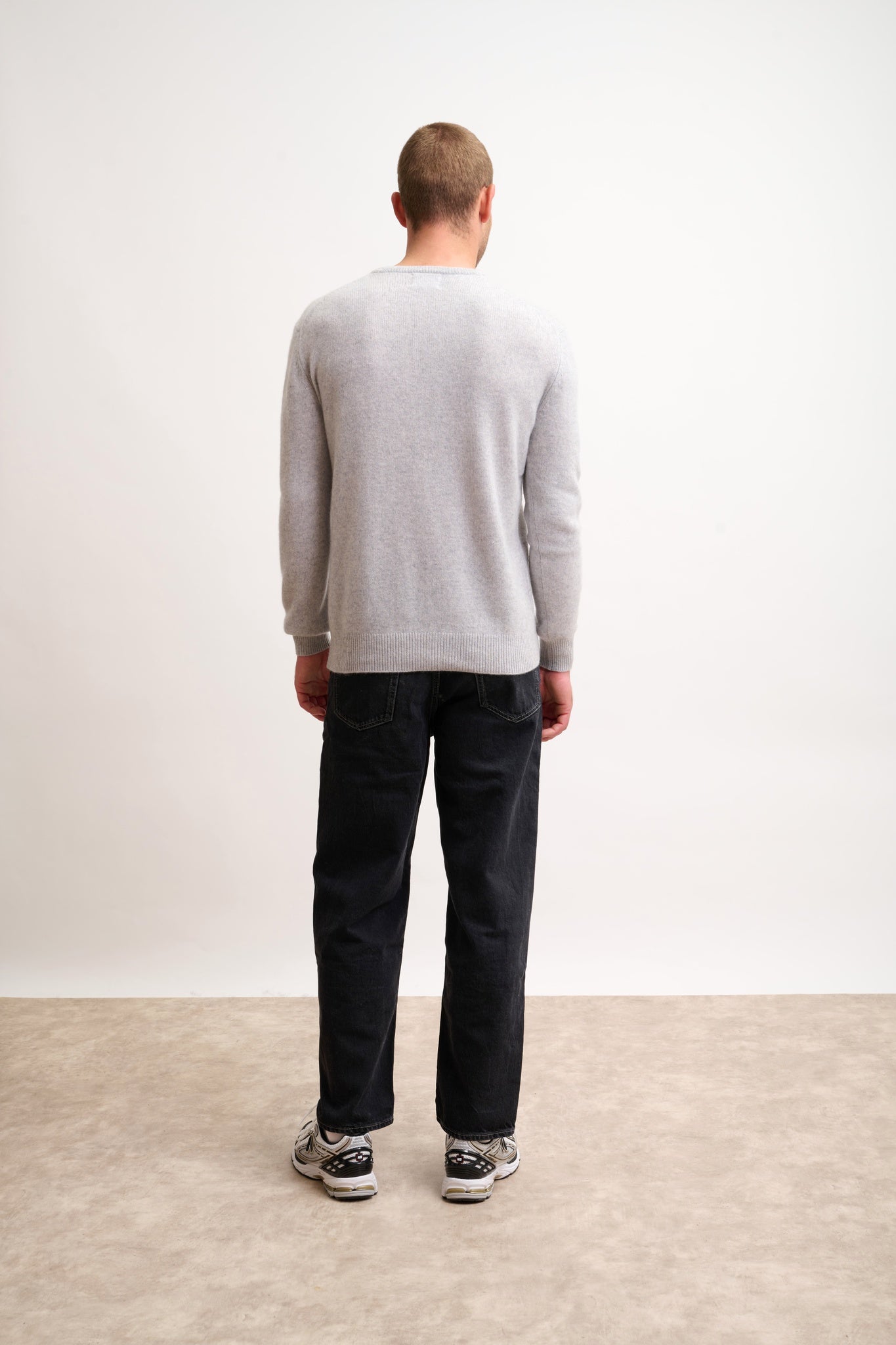 GABIN round neck sweater, 4-ply light gray heather