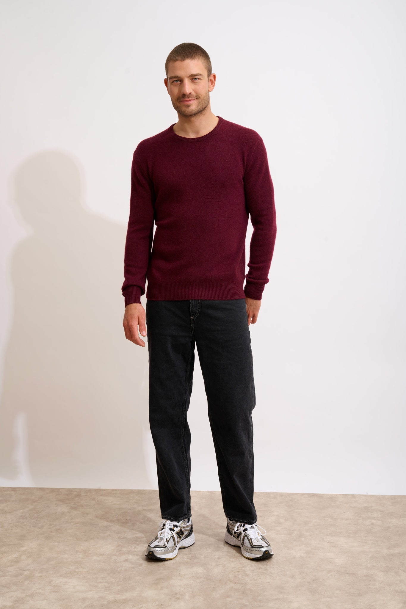 GABIN round neck sweater, 4-ply, blackberry