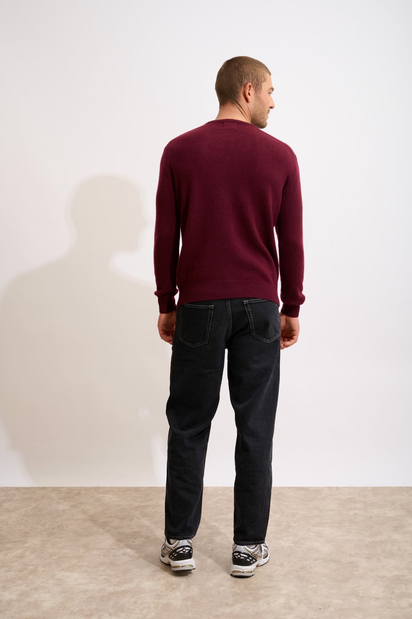 GABIN round neck sweater, 4-ply, blackberry