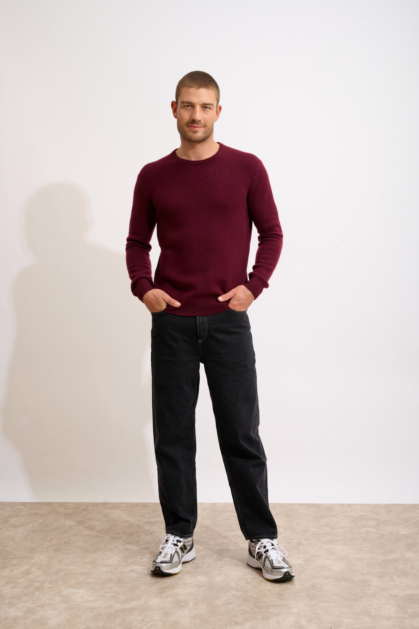 GABIN round neck sweater, 4-ply, blackberry