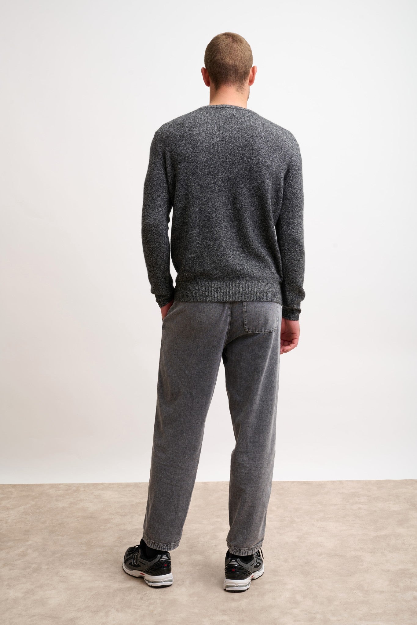 gabin pull col rond 4 fils noir/blanc 100% cachemire