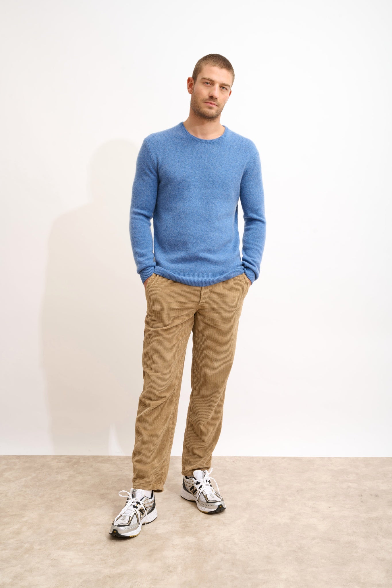 GABIN pull col rond bleu denim