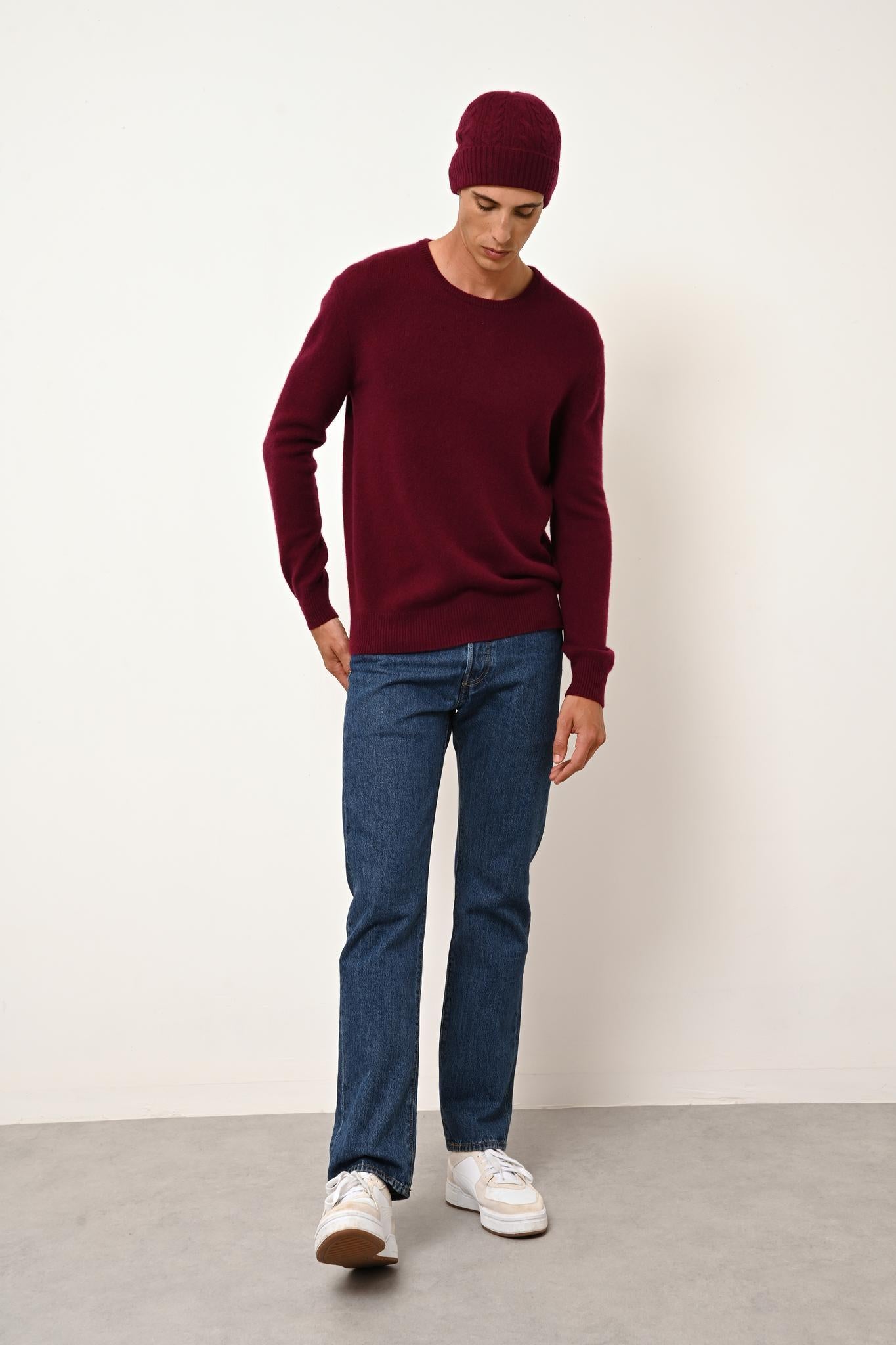 GABIN pull col rond bordeaux