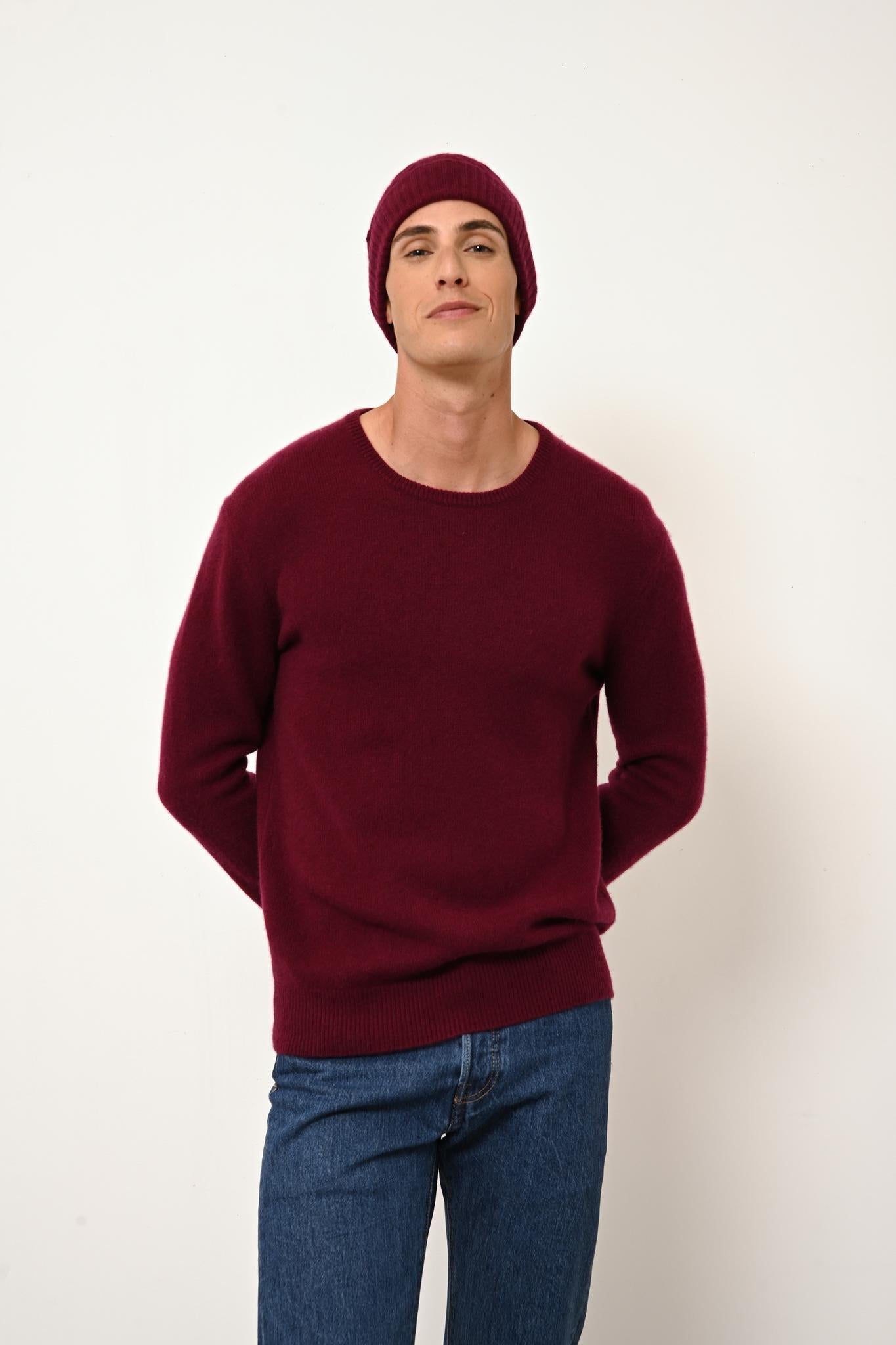 GABIN pull col rond bordeaux