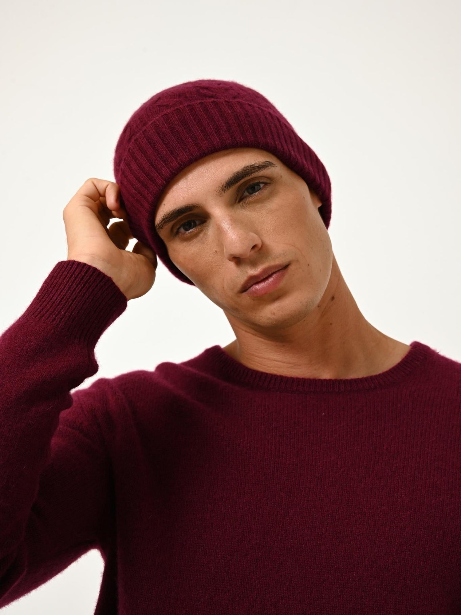 GABIN pull col rond bordeaux