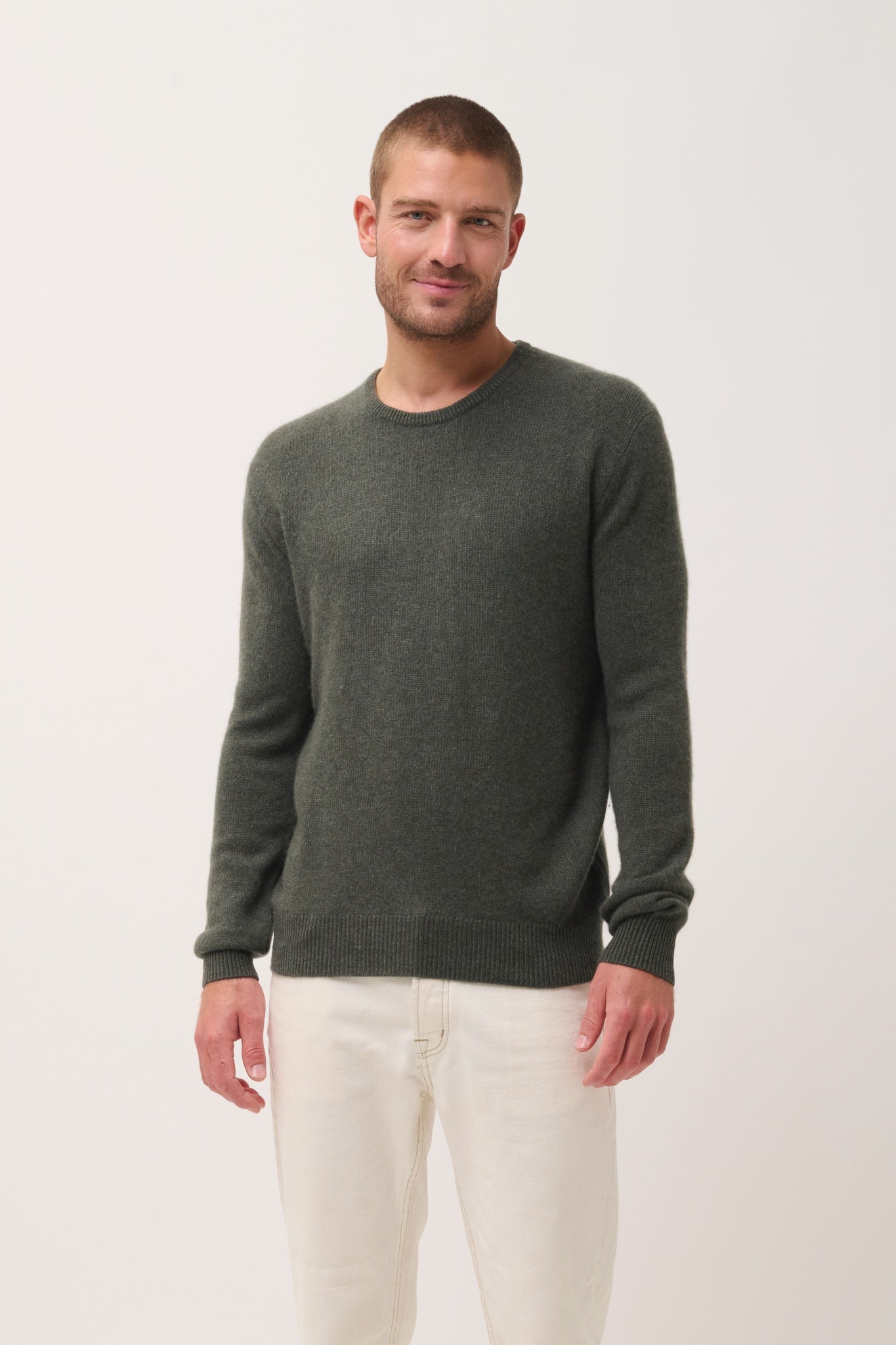 GABIN round-neck sweater khaki mottled