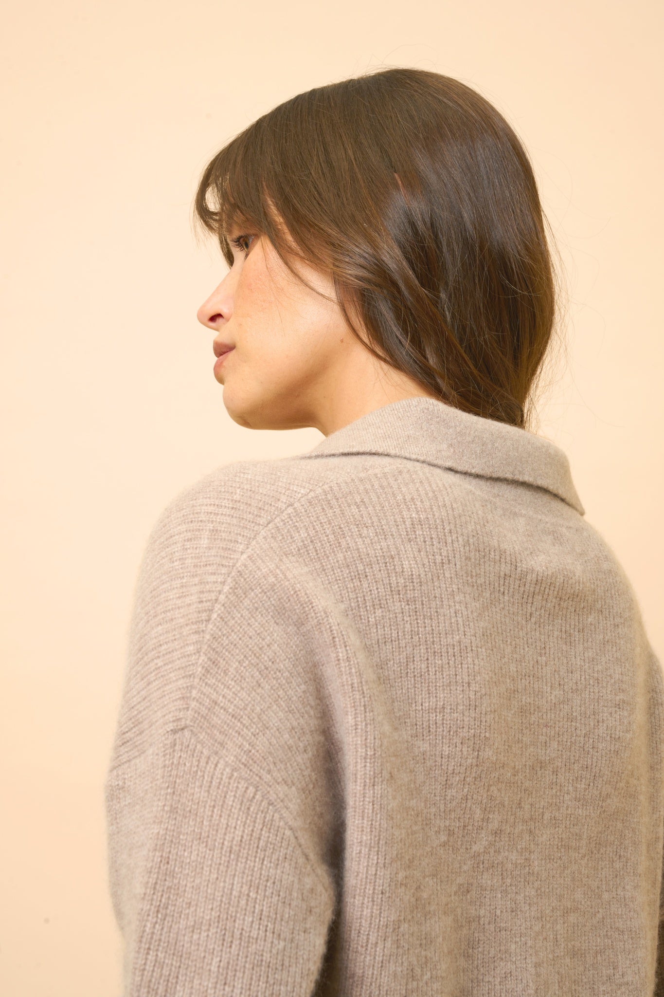 GARCIA polo col v taupe chiné