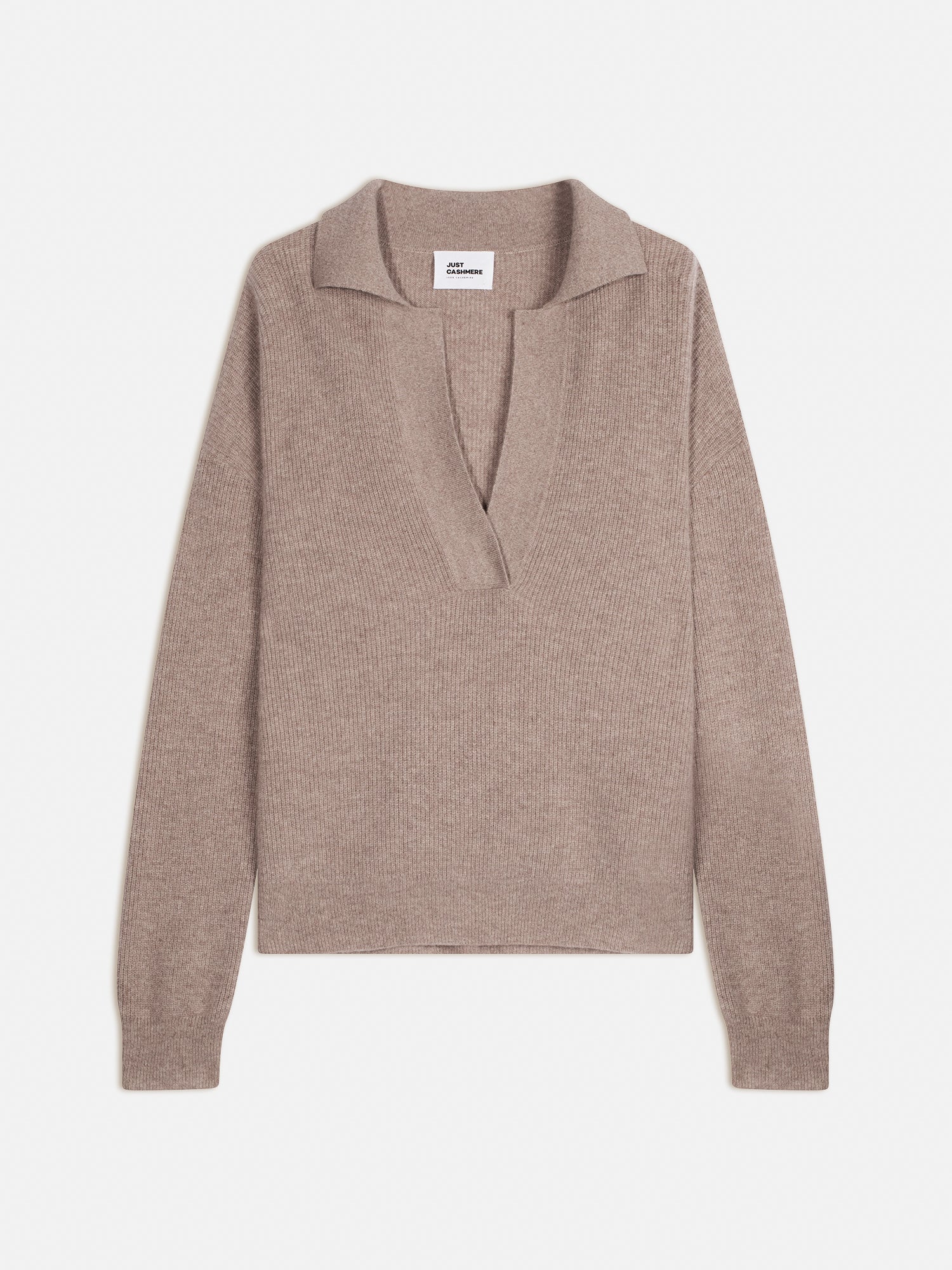 GARCIA polo col v taupe chiné