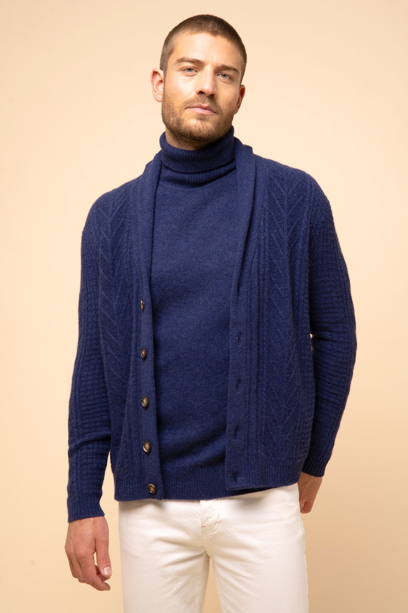 GARMA veste col châle bleu nuit