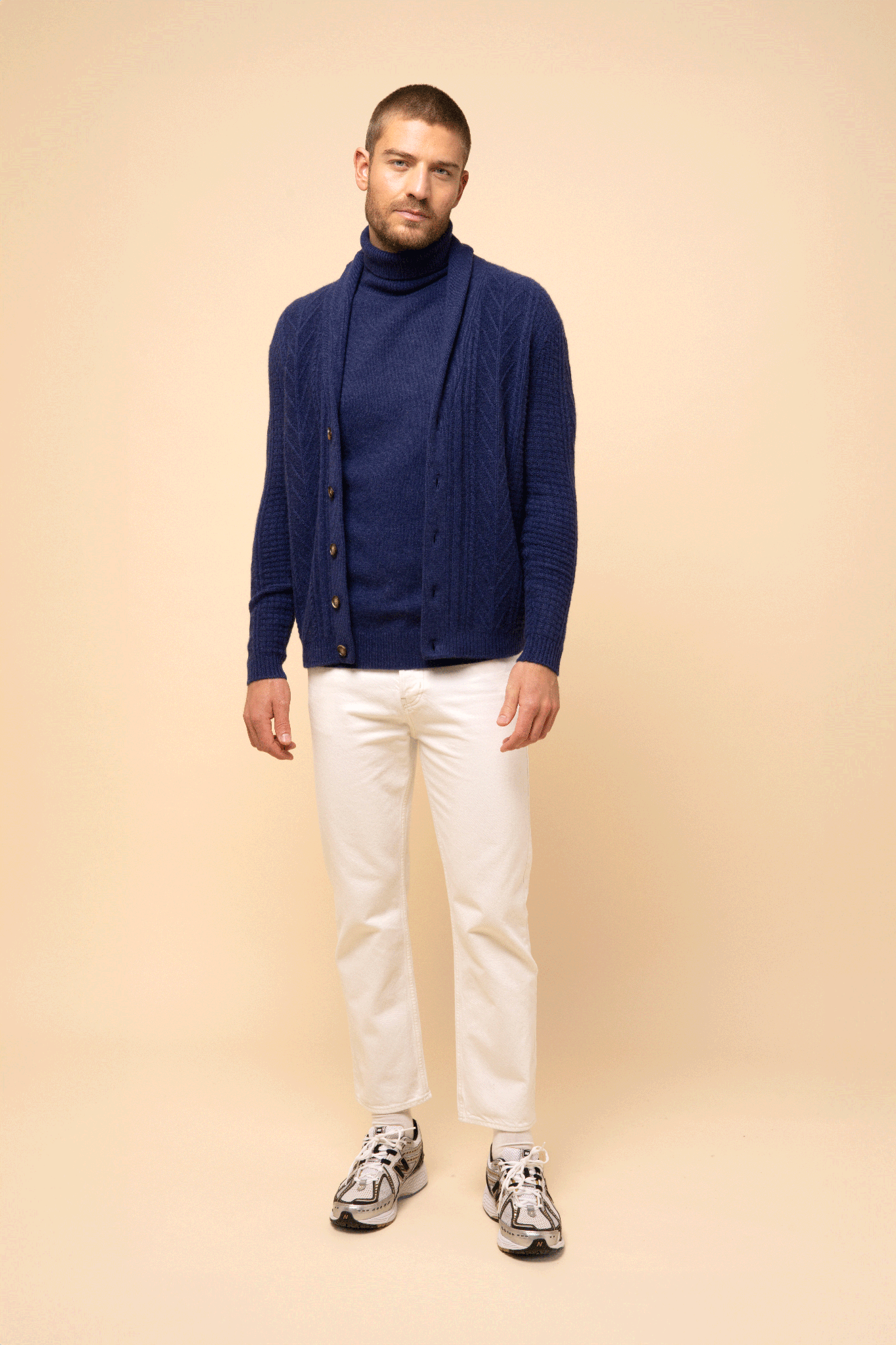 GARMA veste col châle bleu nuit