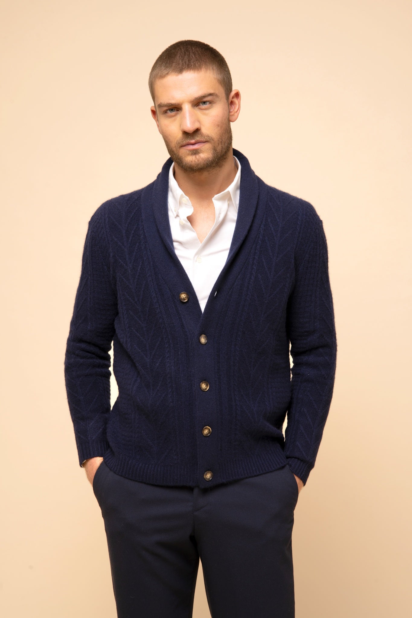 GARMA veste col châle navy