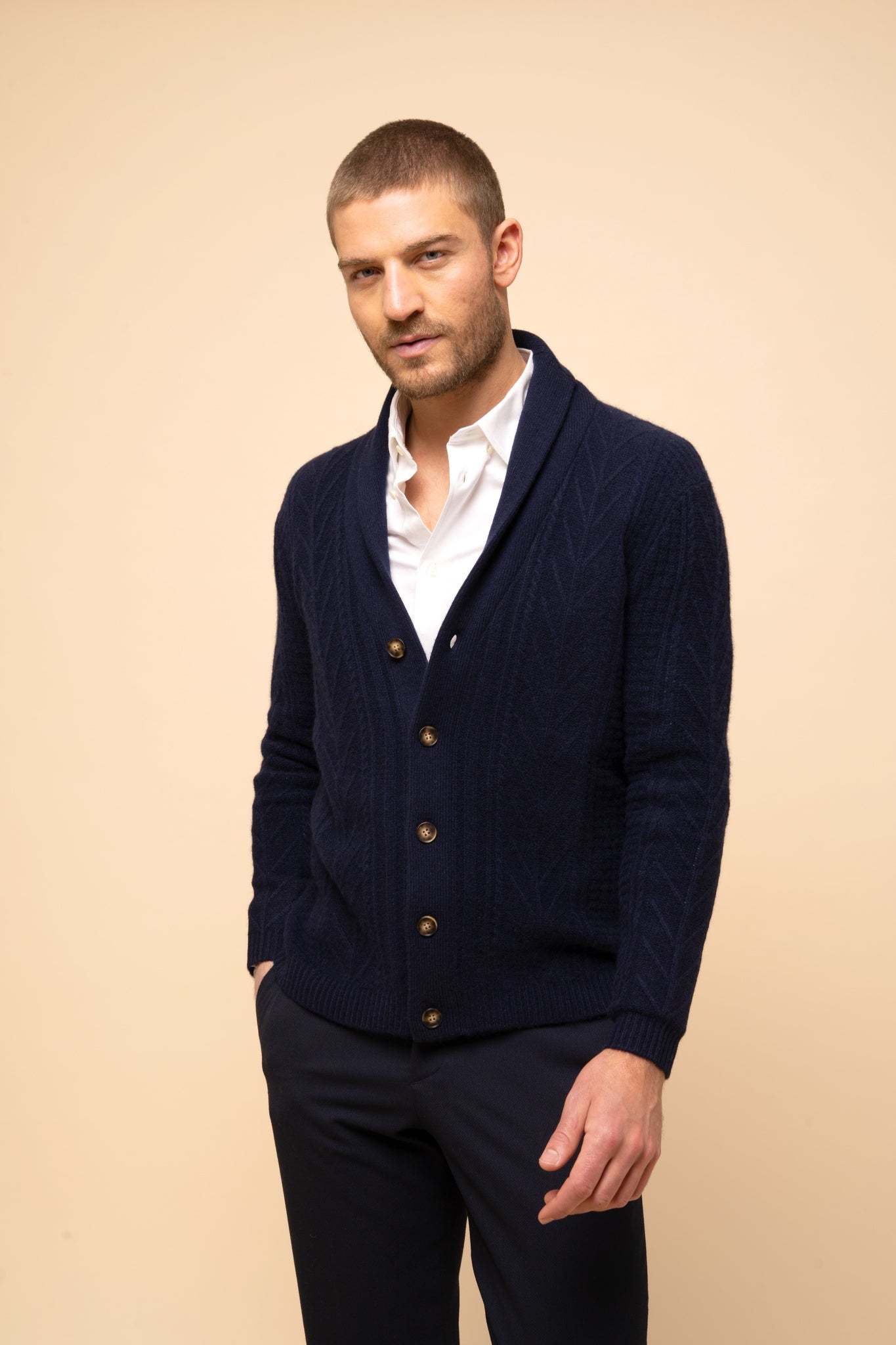 GARMA veste col châle navy