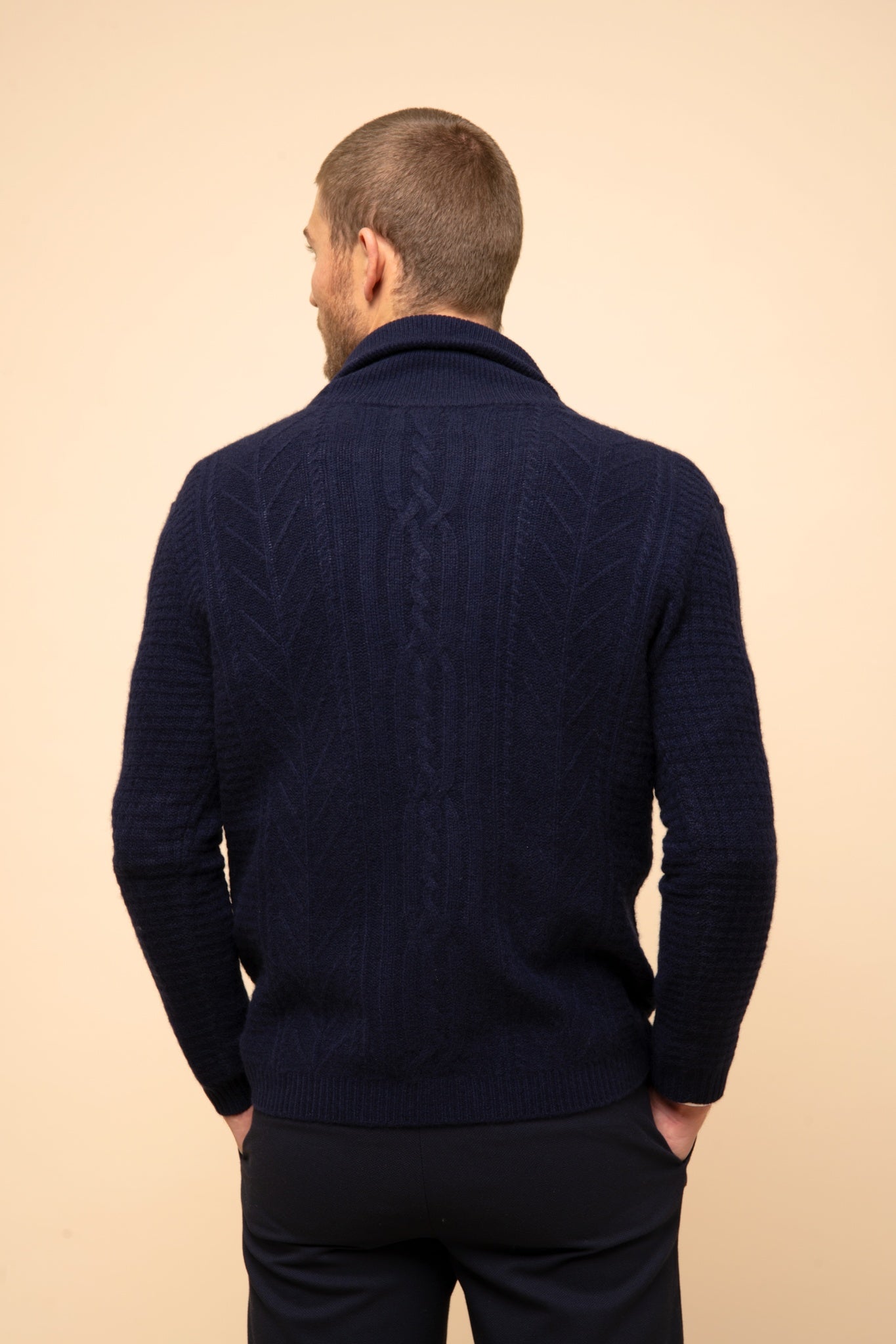 GARMA veste col châle navy