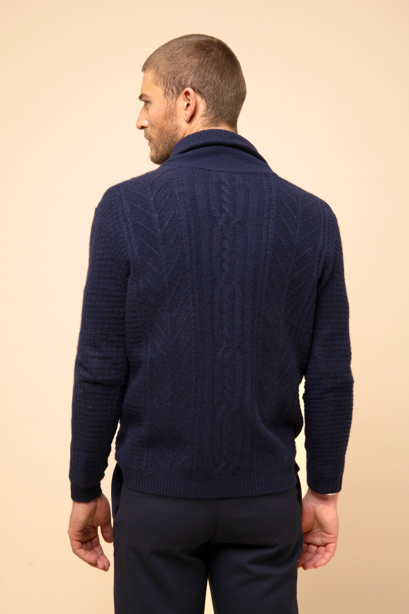 GARMA veste col châle navy