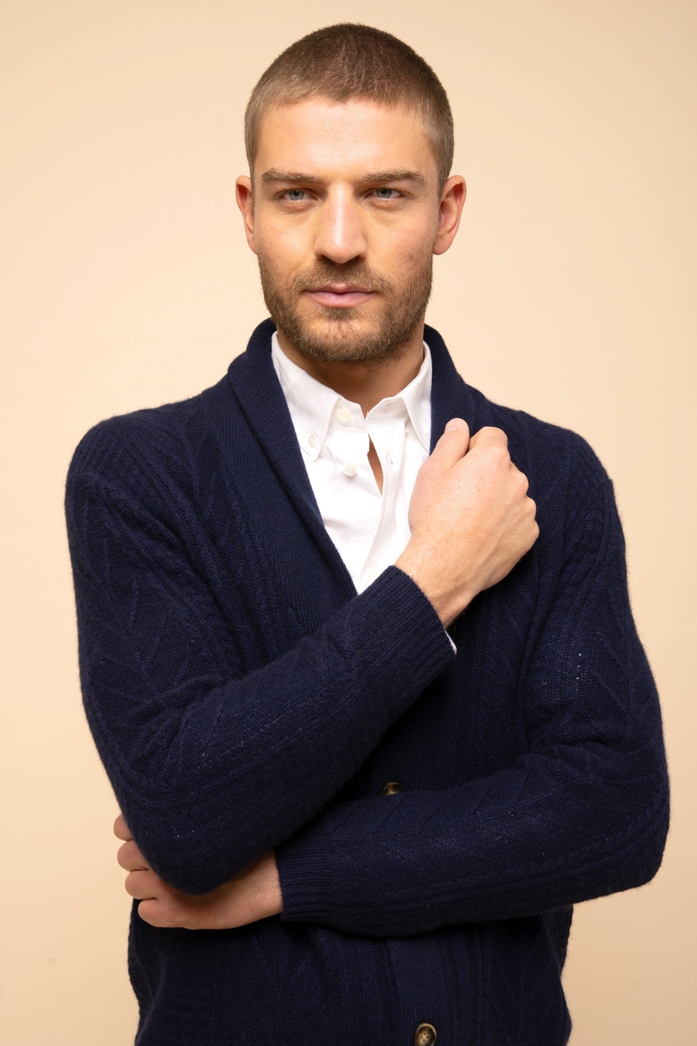 GARMA veste col châle navy