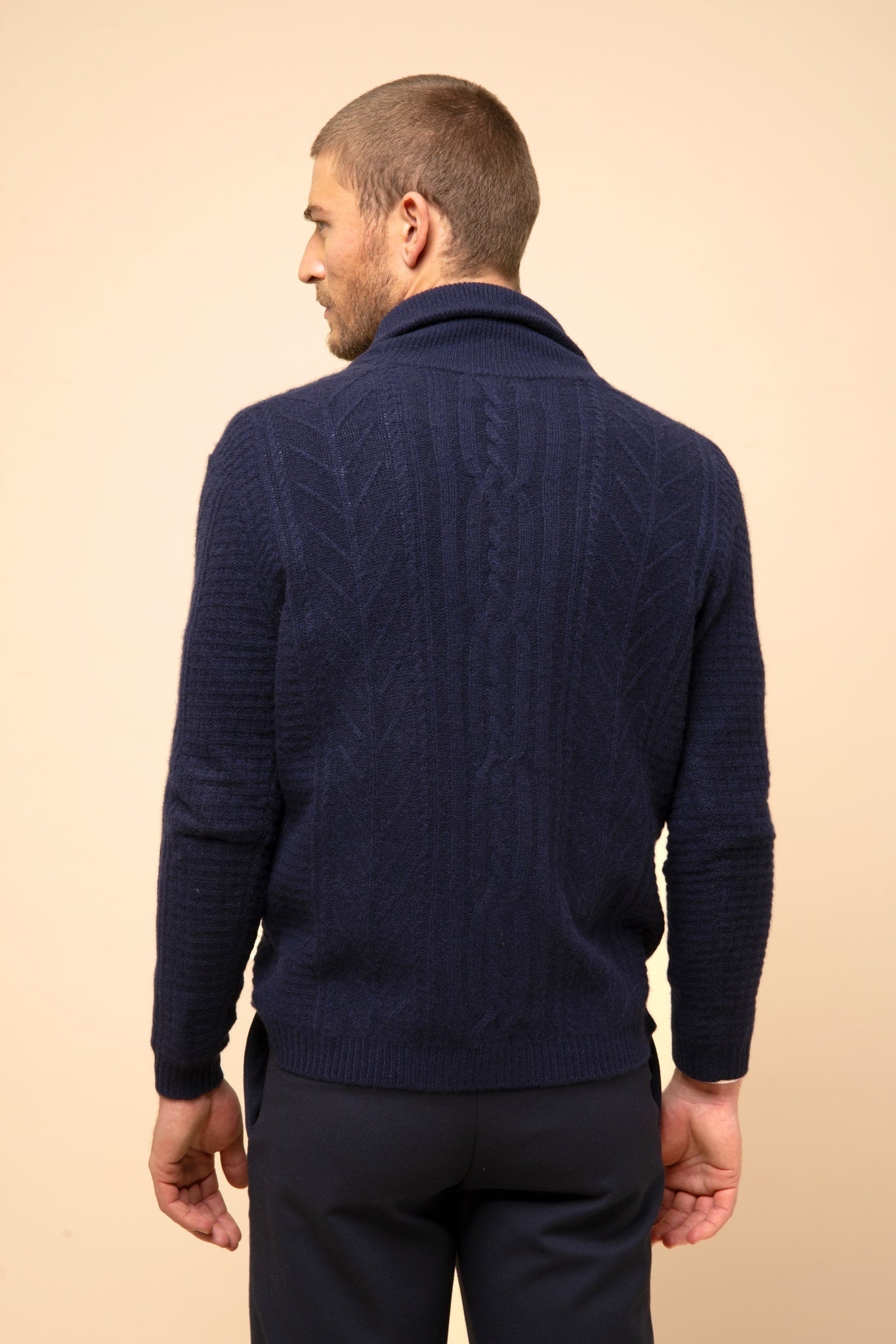 GARMA veste col châle navy