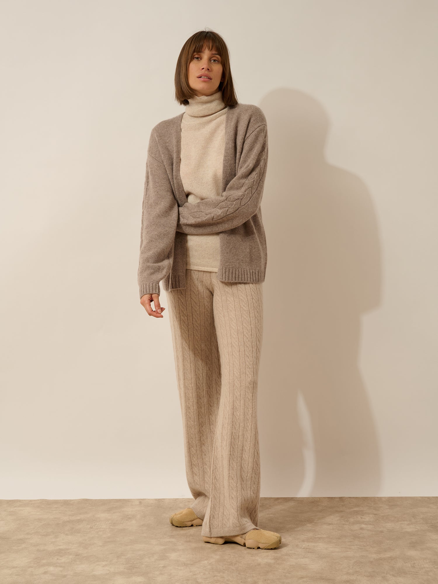 GENEVIEVE gilet col v 6 fils caribou chiné