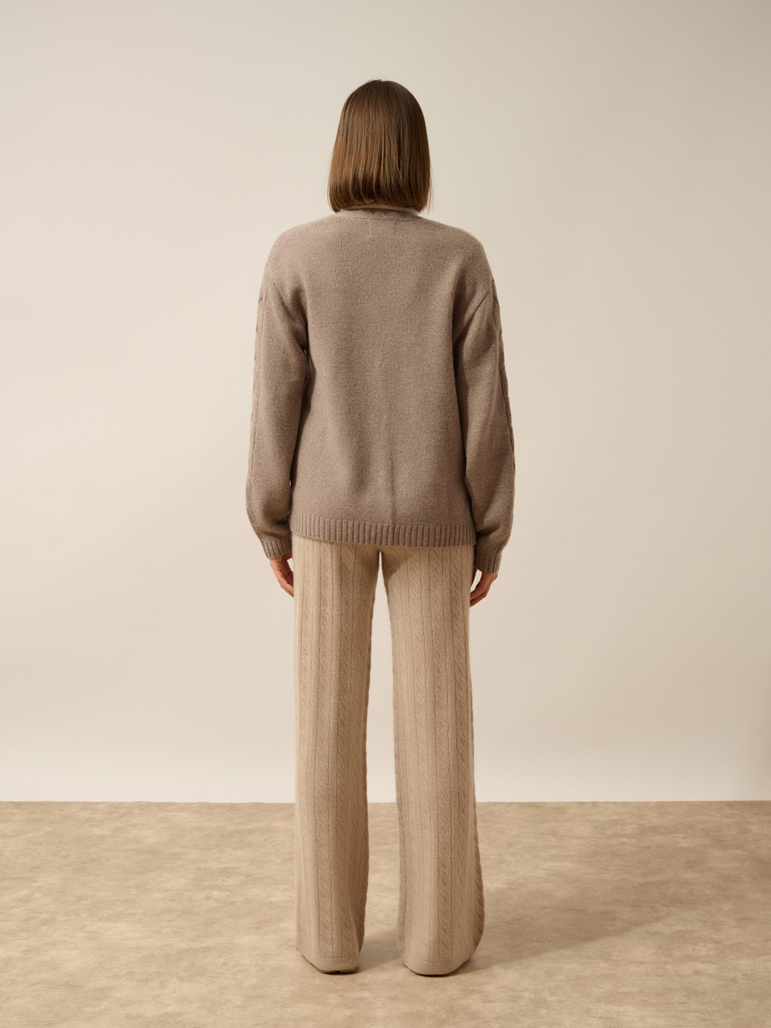 Genevieve V-neck cardigan, 6-ply heathered caribou