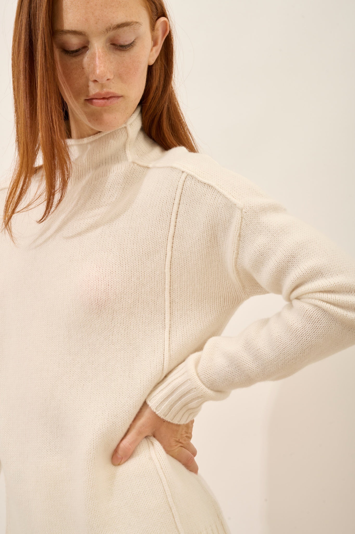 GLACIELA pull col montant 4 fils ivoire