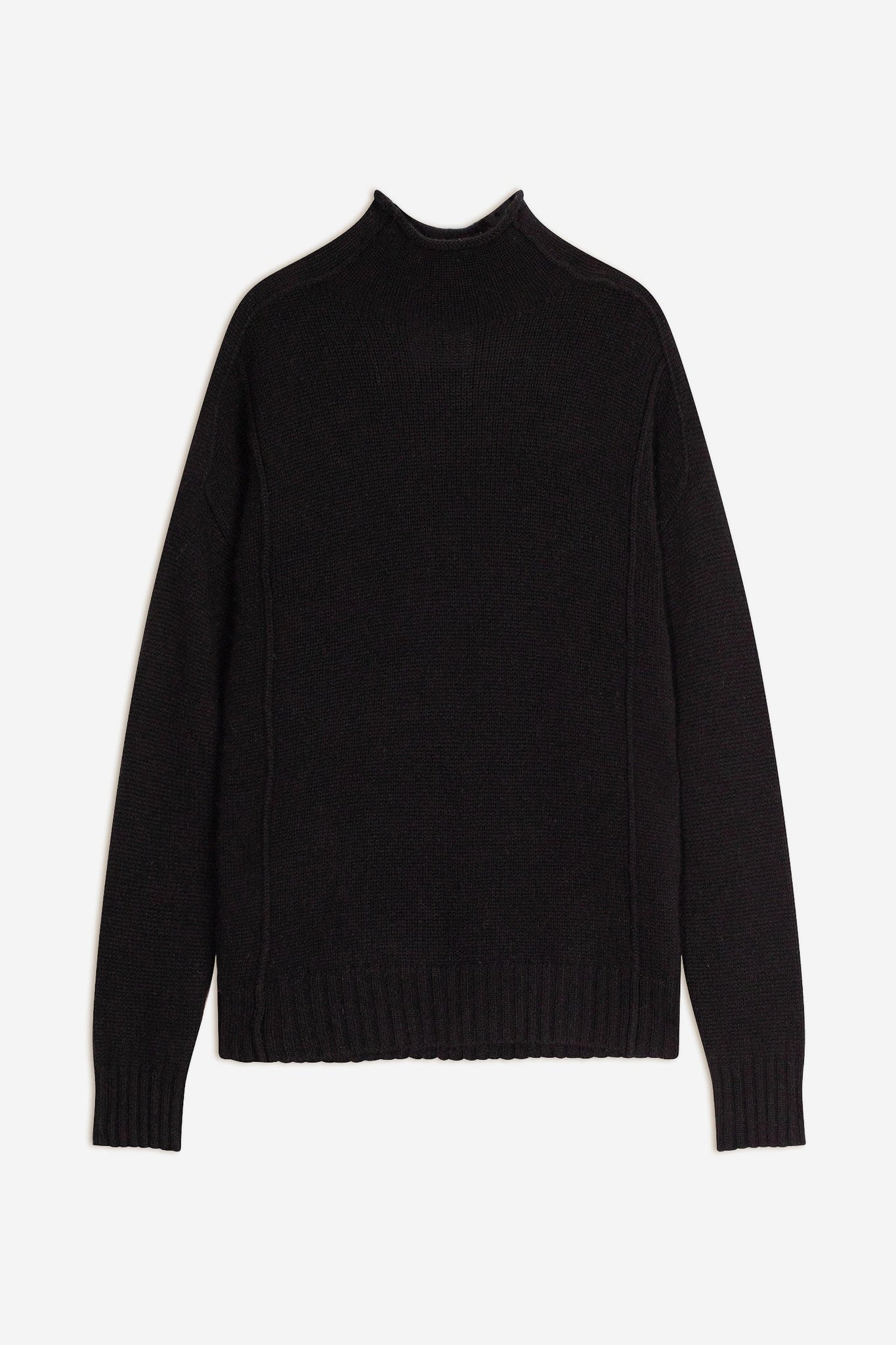 GLACIELA black 4-ply high-neck sweater