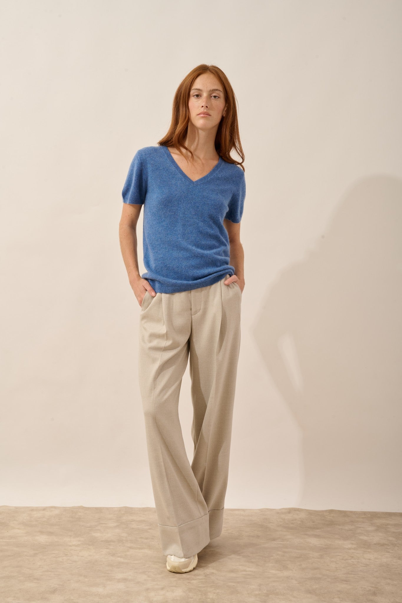 glamis t-shirt col v bleu denim