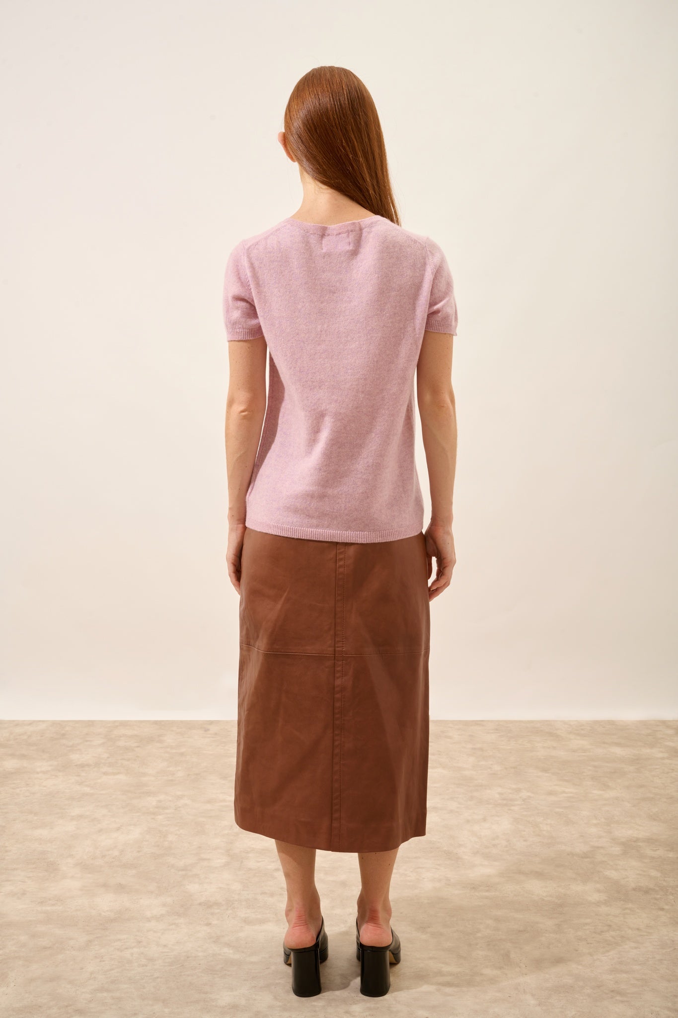 GLAMIS t-shirt col v guimauve chiné