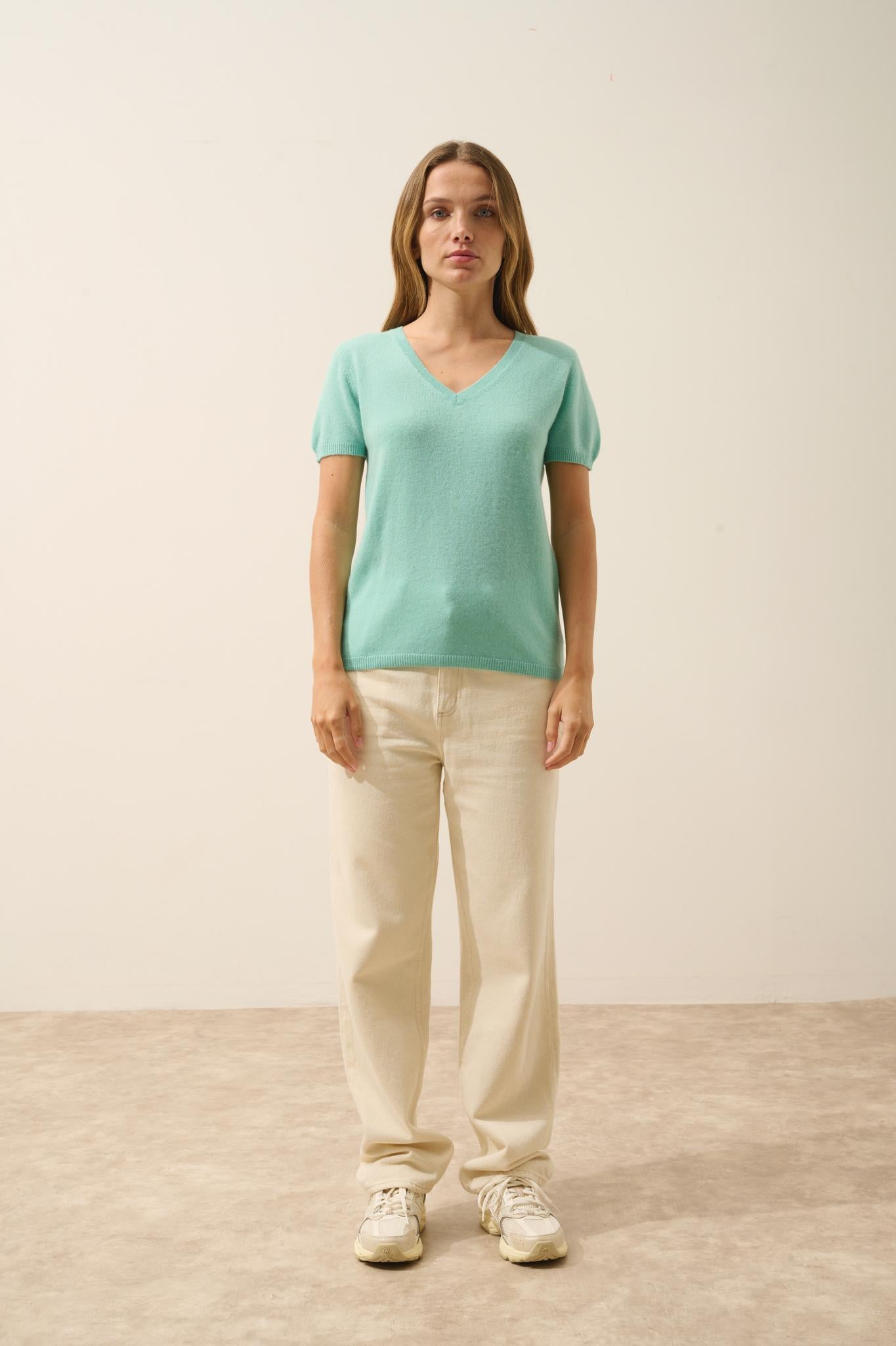 GLAMIS t-shirt col v jade