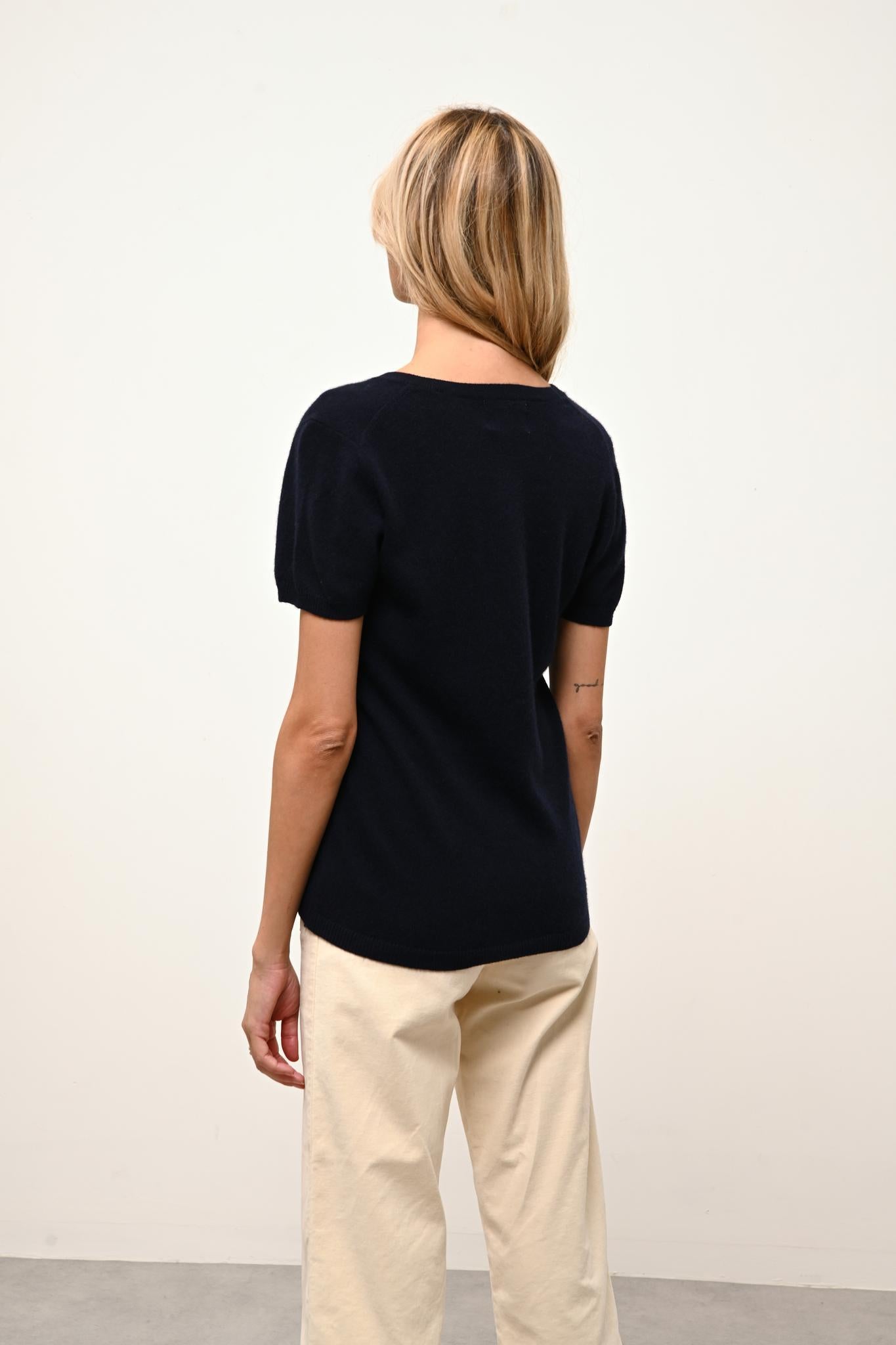GLAMIS t-shirt col v navy
