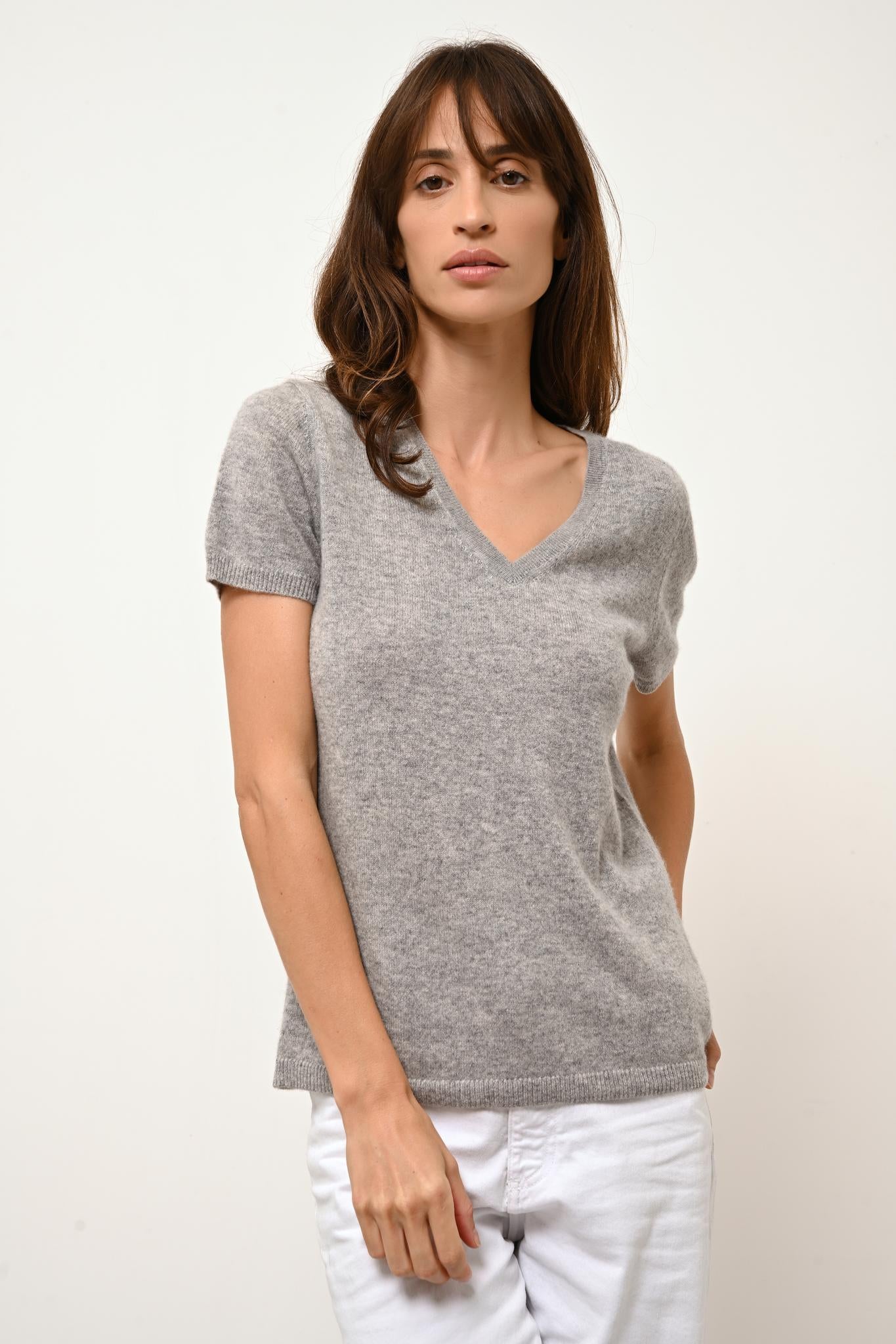 GLAMIS t-shirt col v nuage chiné