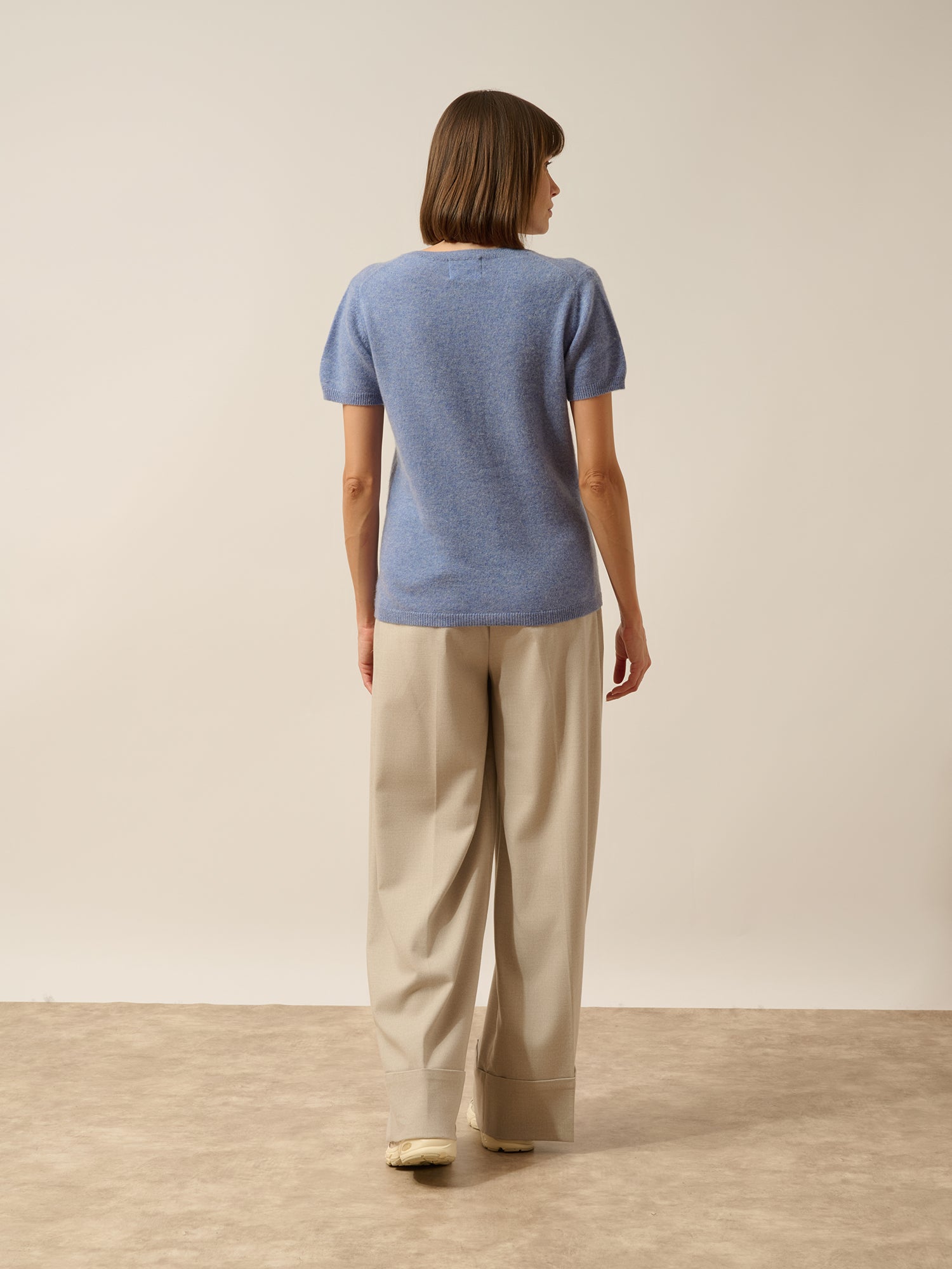 GLAMIS t-shirt col v sky chiné