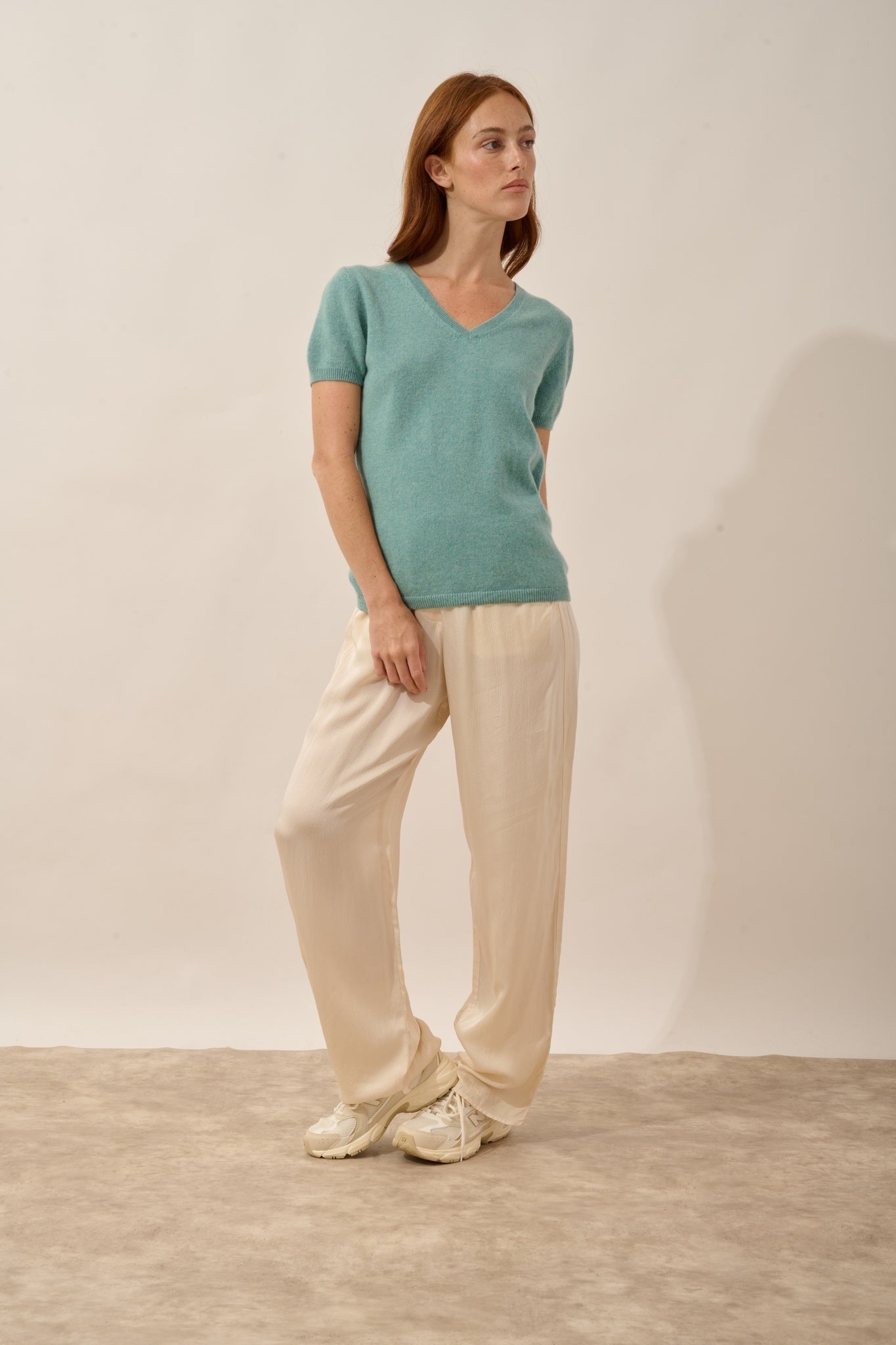 GLAMIS V-neck T-shirt in heather green