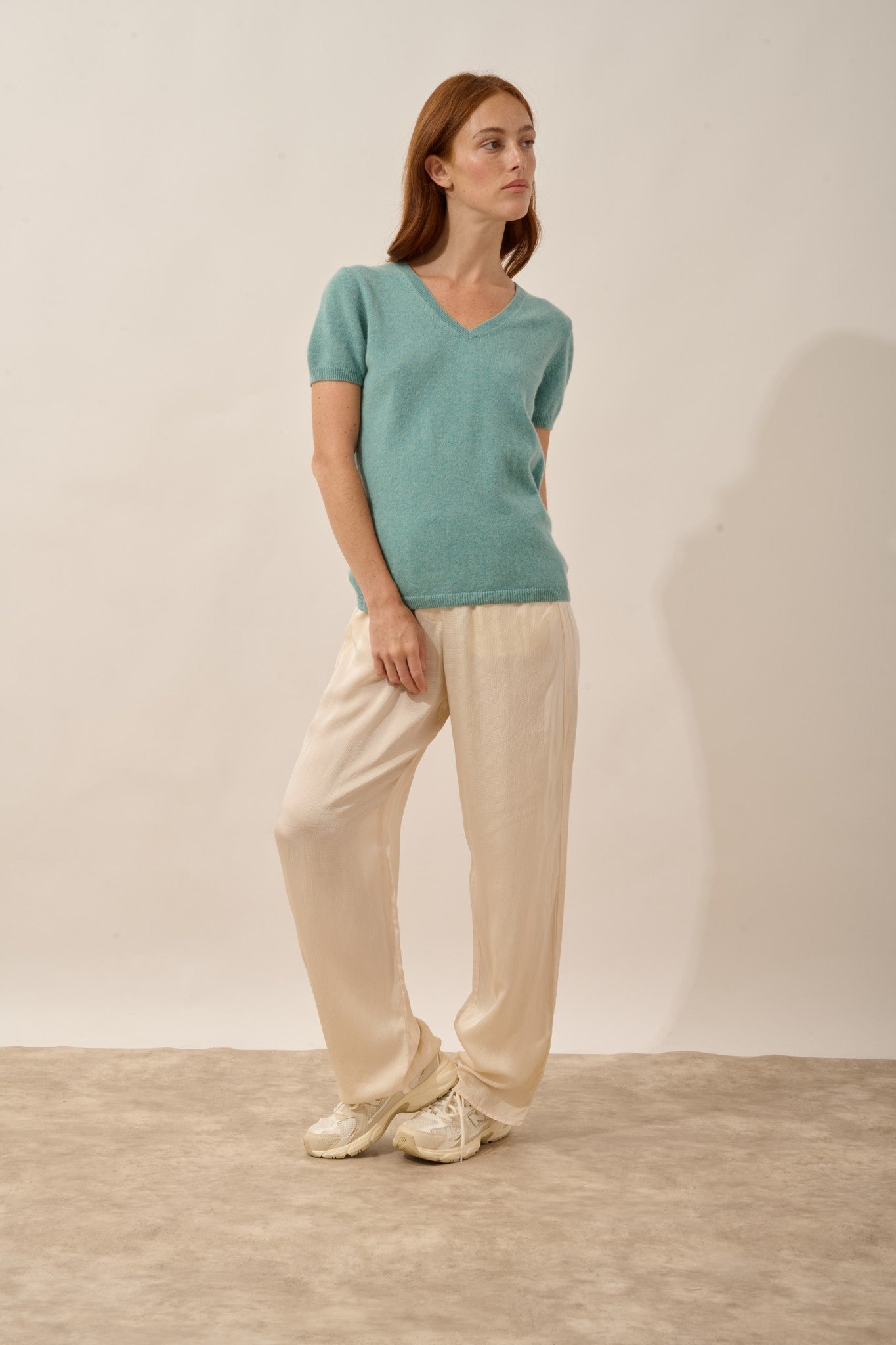 glamis t-shirt col v vert chiné