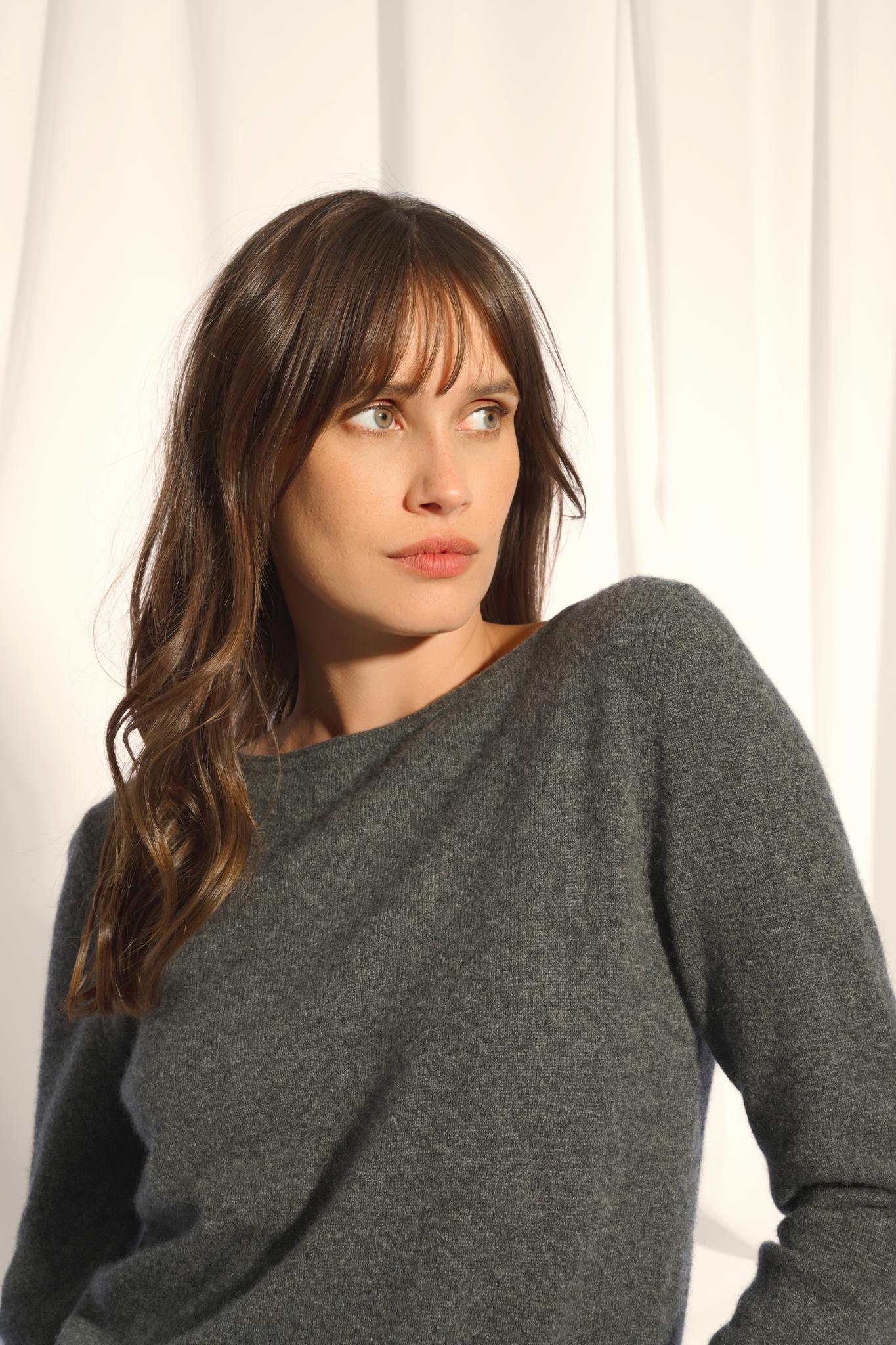 GRACE pull col bateau anthracite chiné