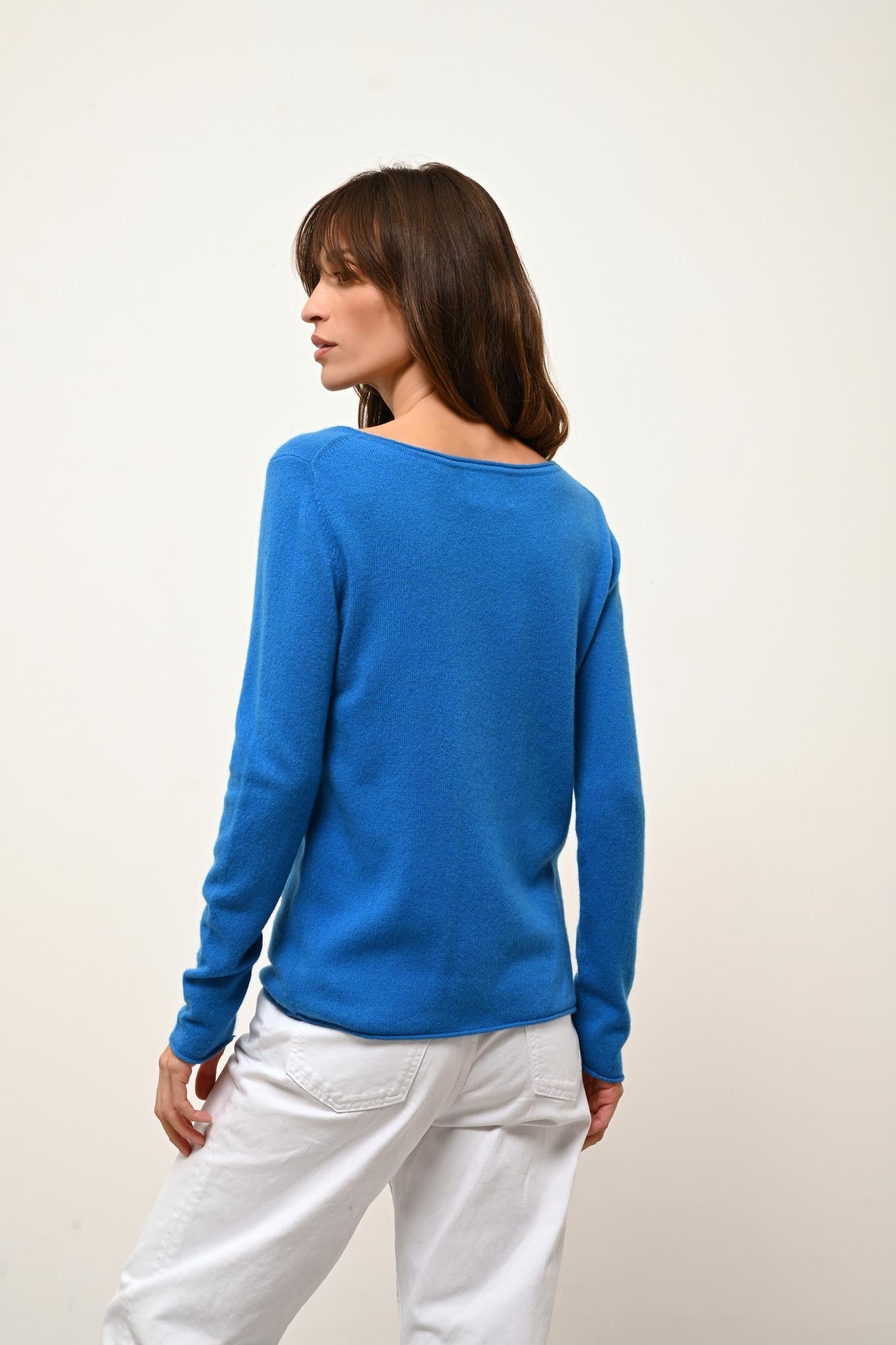 GRACE azure boat-neck sweater