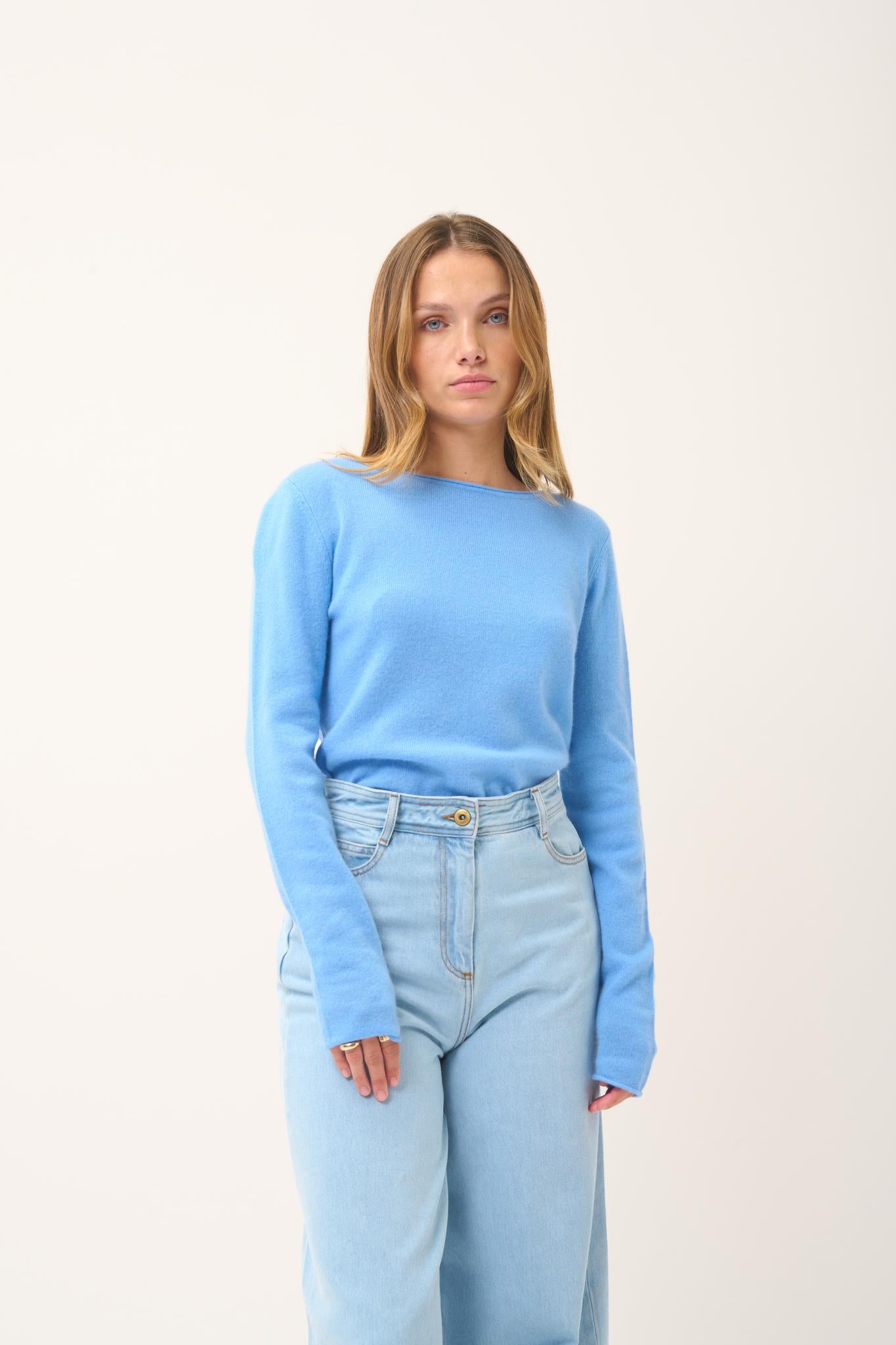 GRACE pull col bateau baby blue