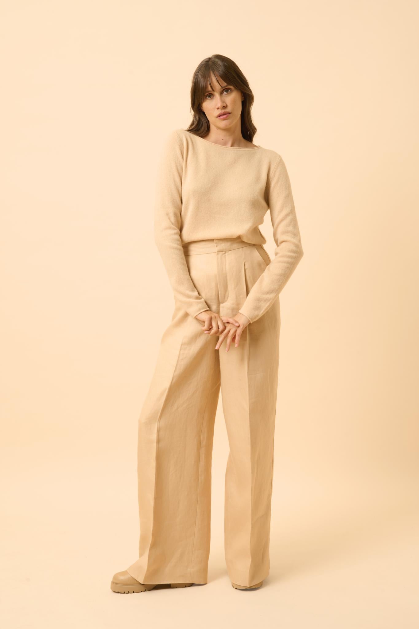 GRACE beige boat-neck sweater