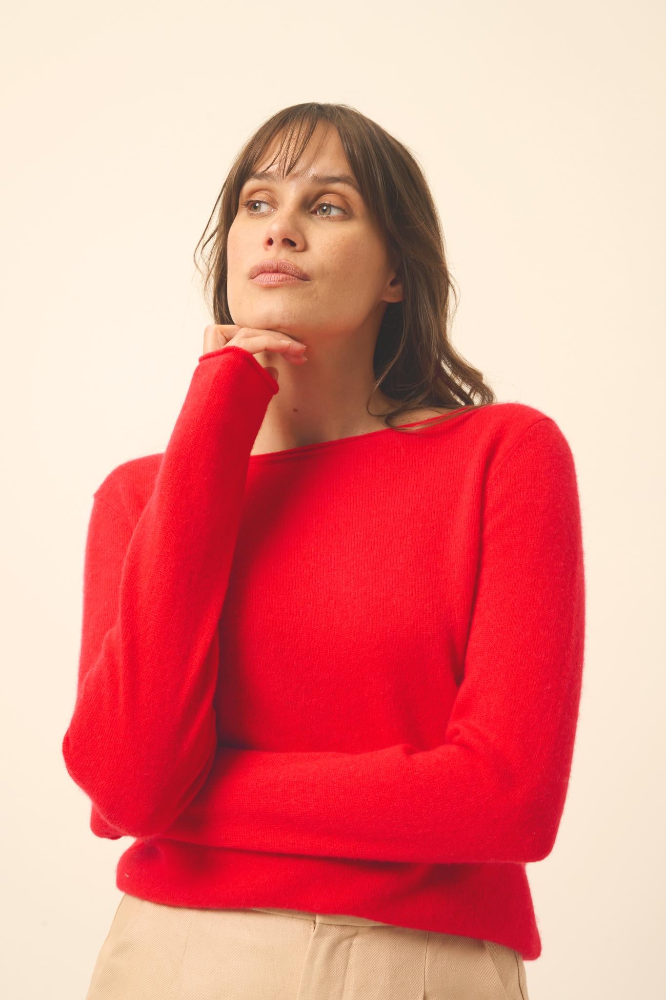 GRACE carmine boat-neck sweater