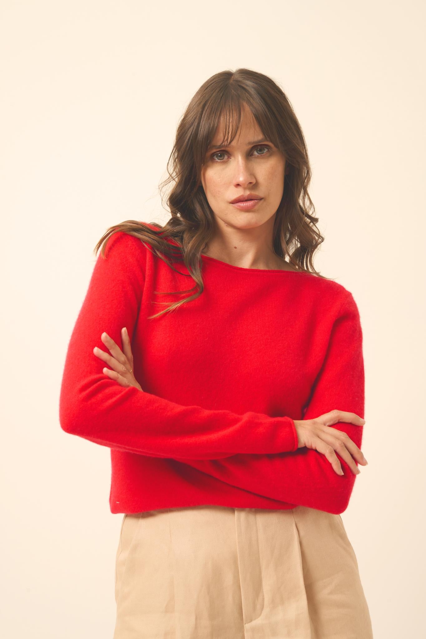 GRACE carmine boat-neck sweater