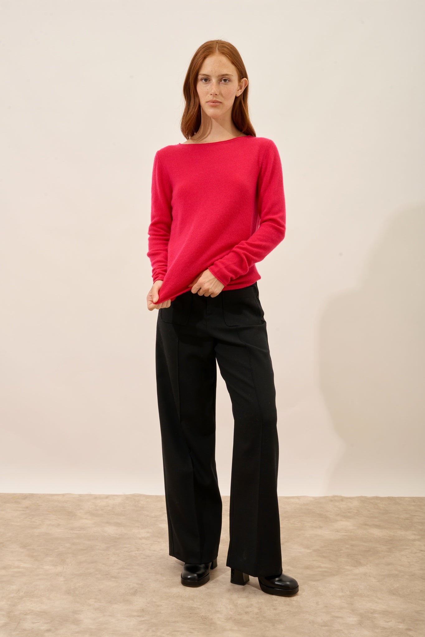 GRACE pull col bateau fuchsia